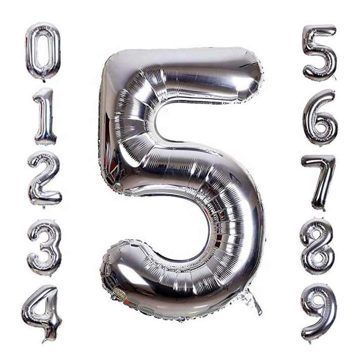 Party Silver Number Foil Balloons 42inch 106cm