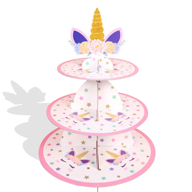 3-Tier Disposable Patisserie Cupcake Stand Cardboard Tray 26x30x36cm