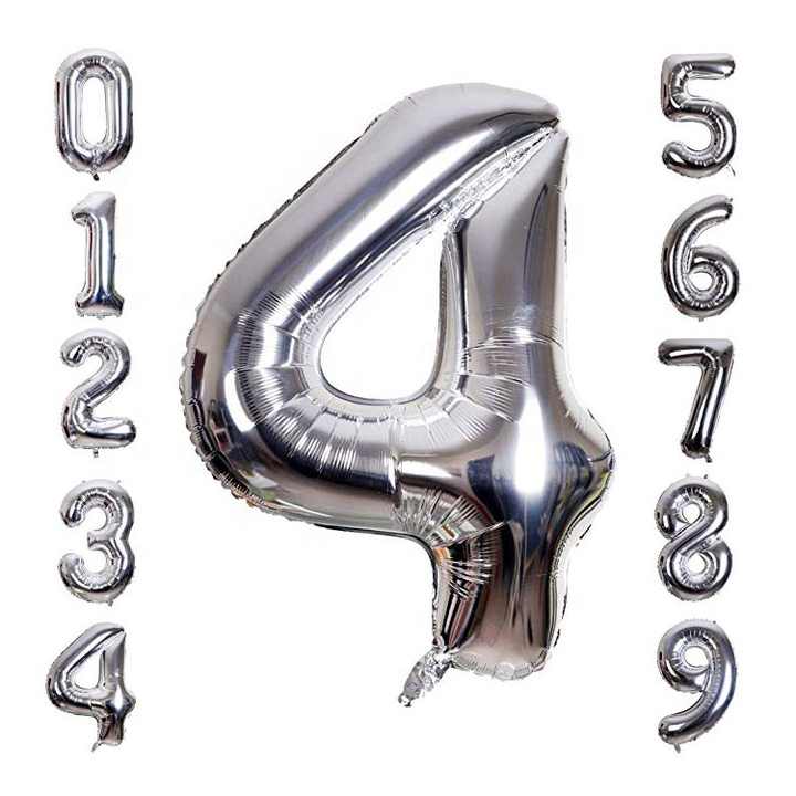 Party Silver Number Foil Balloons 42inch 106cm