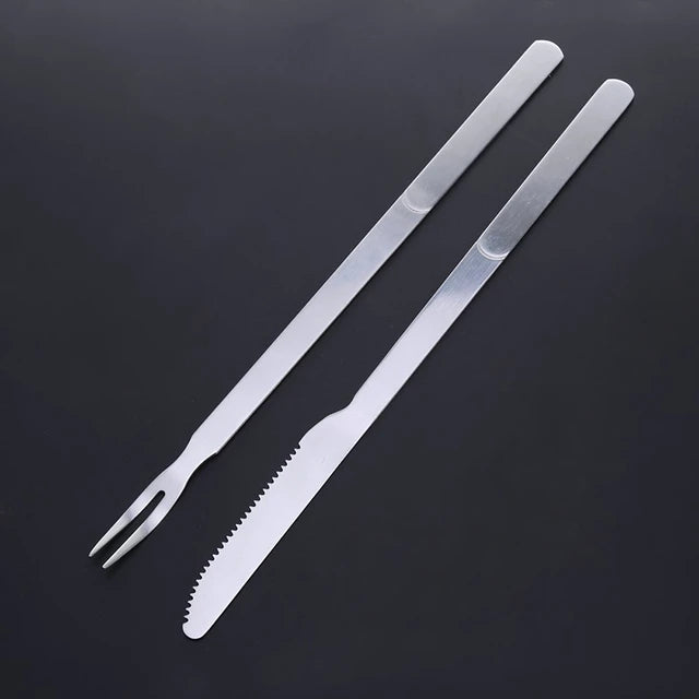 BBQ Braai Knife and Fork Set Stainless Steel 31cm
