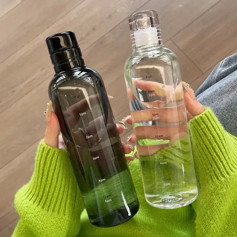 Elegant Time-Scale Sports Water Bottle Acrylic 500ml - Leak Proof 23x6.5cm