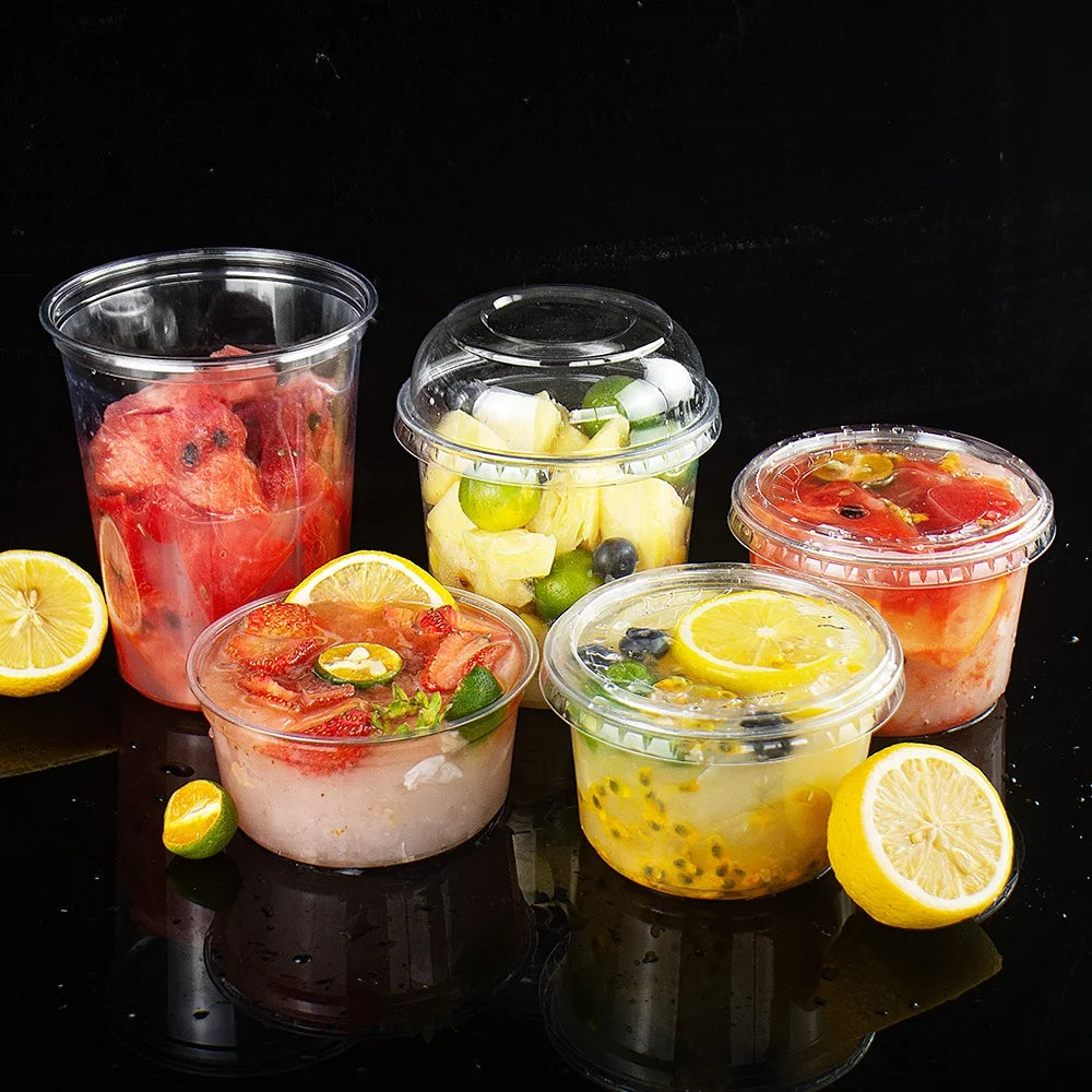 Disposable PP Takeaway Food Round Storage Container - Clear Plastic Reusable Leakproof with Lid 10pack