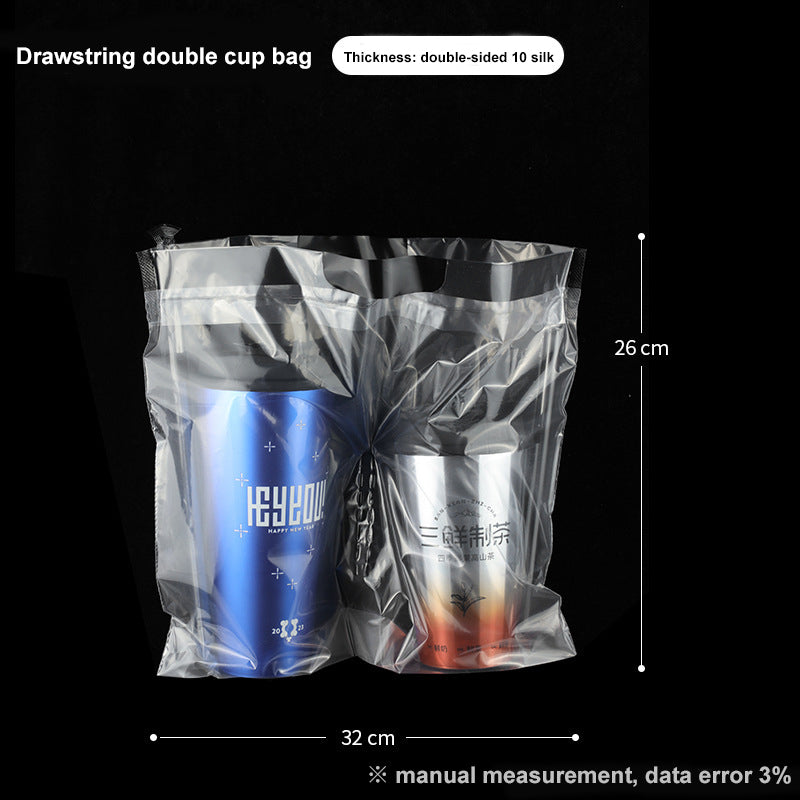 Disposable Bubble Tea-Coffee Plastic Carrier Bag Clear - 12microns 50pcs