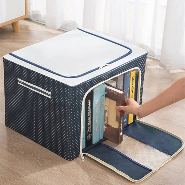 Wardrobe Storage Organiser Box Oxford Material 50x40x33cm Zipper Lid with See-Through Front Panel