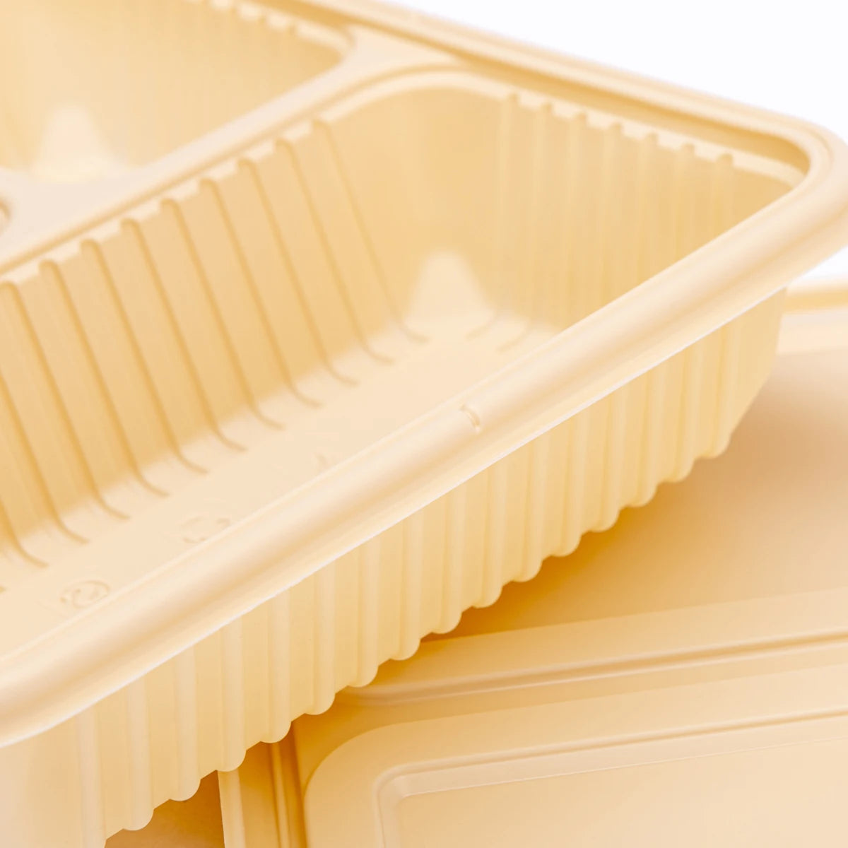 Microwavable Takeaway Lunchbox Food Tray with Lid 3-Division 21.5x18.5cm Biodegradable Eco Friendly 10pack