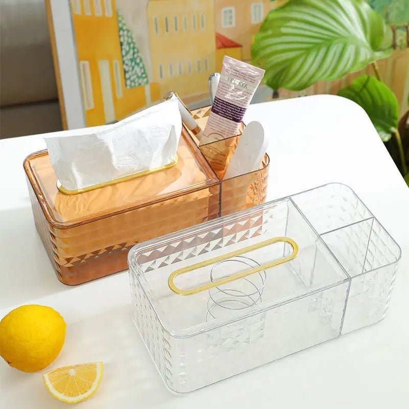 Acrylic Tissue Box Dispenser & Storage Organizer 22x13x10cm
