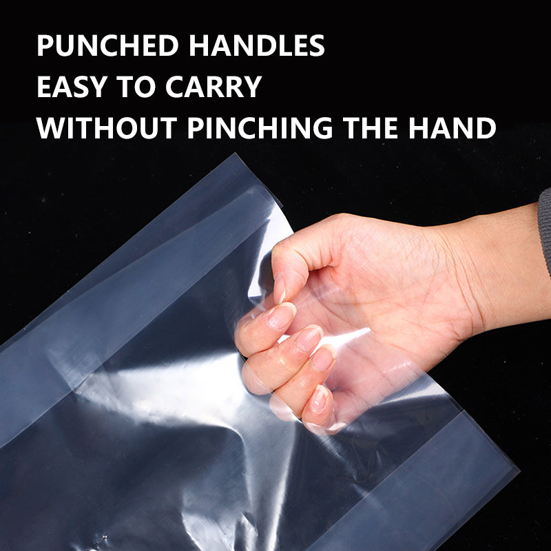 Disposable Bubble Tea-Coffee Plastic Carrier Bag Clear - 12microns 50pcs