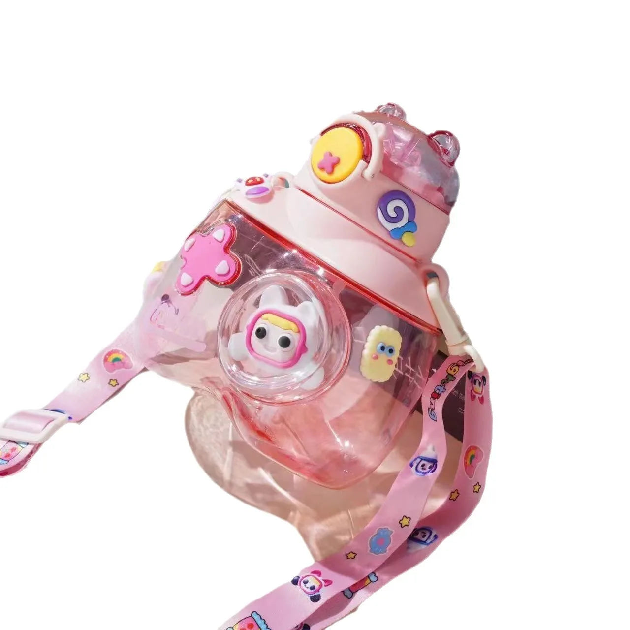 3D Bear Water Bottle 750ml with Straw & Carry Strap