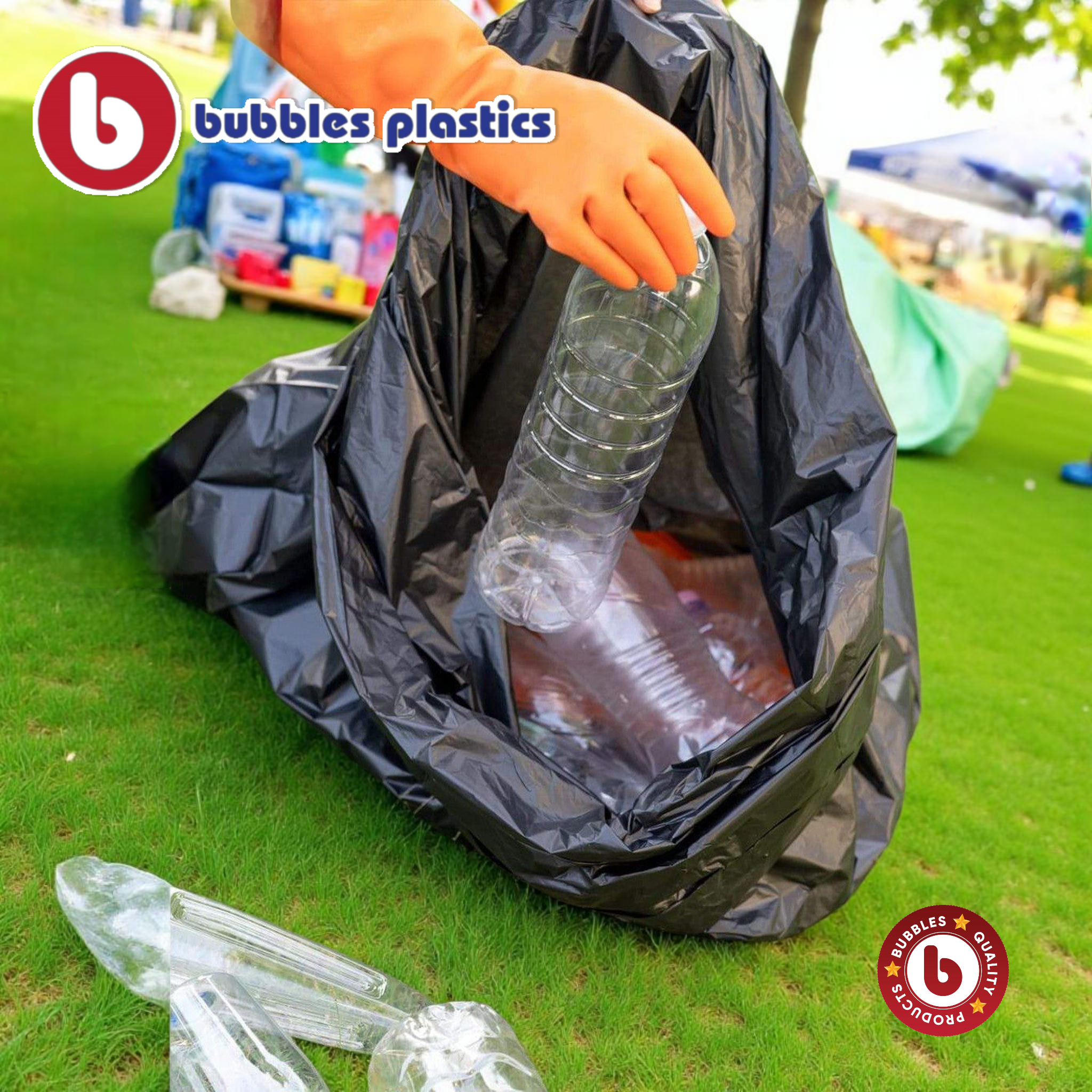 Refuse Bags on Roll Light Duty 75x95cm 20microns Recycled Black 20pcs