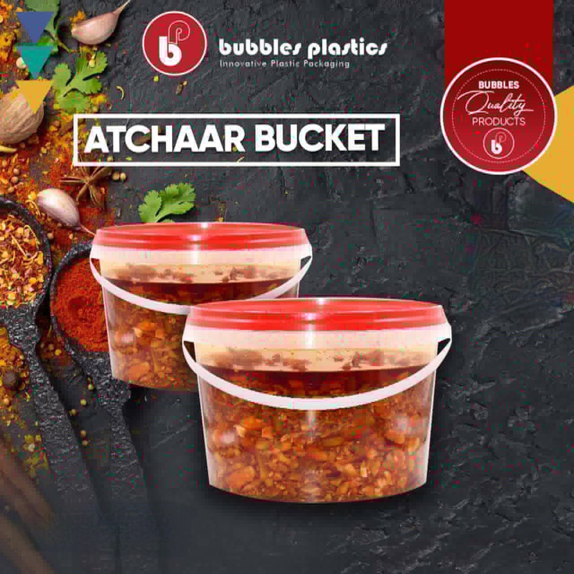 9L Plastic Bucket Tamper Proof Atchar Container Transparent