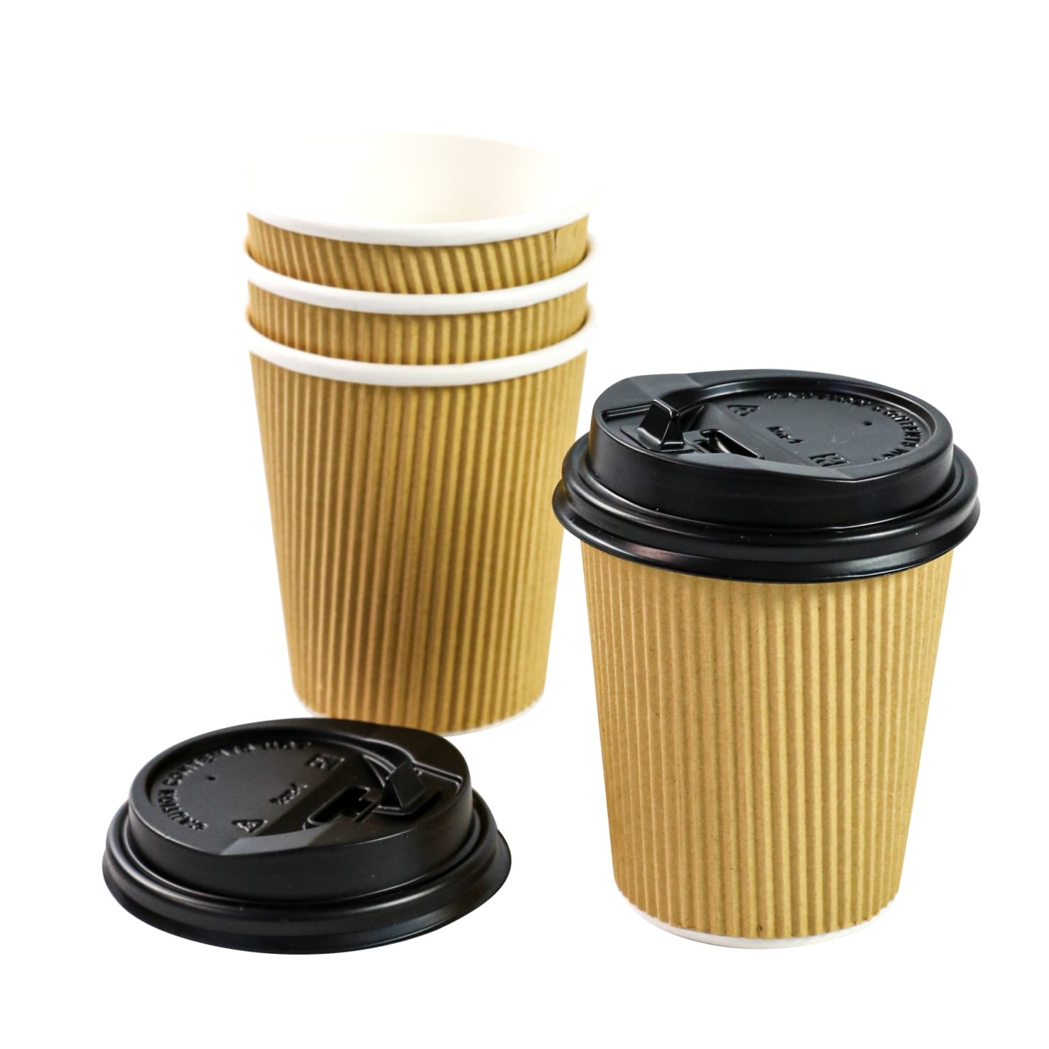 250ml Ripple Paper Coffee Cup Kraft Brown 5pack