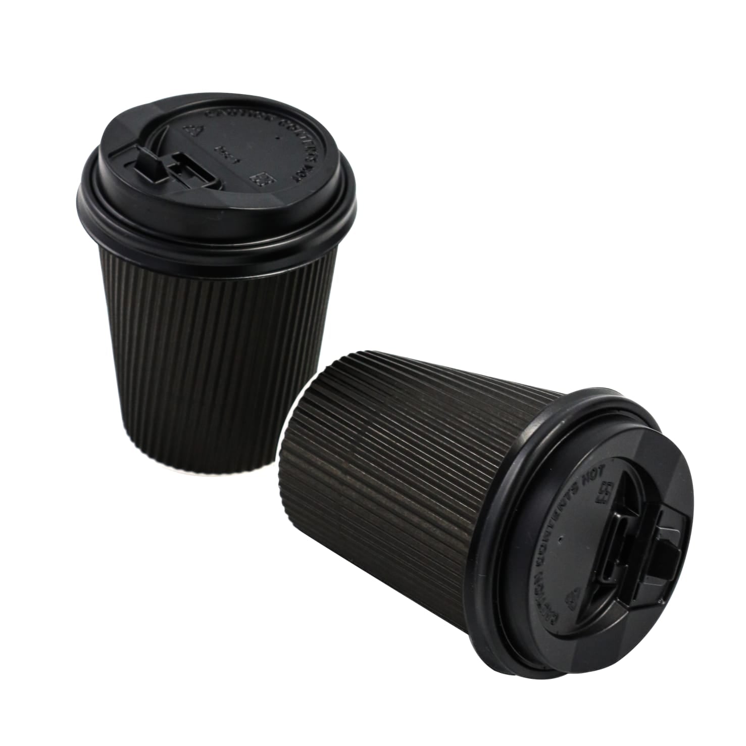 350ml Ripple Paper Coffee Cups Matte Black 5pack