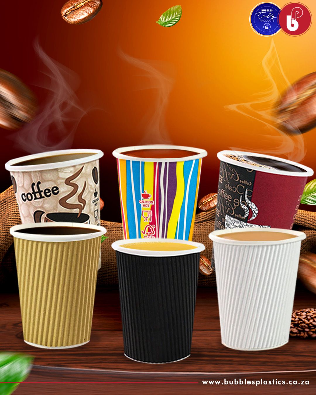 350ml Ripple Paper Coffee Cups White 5pack