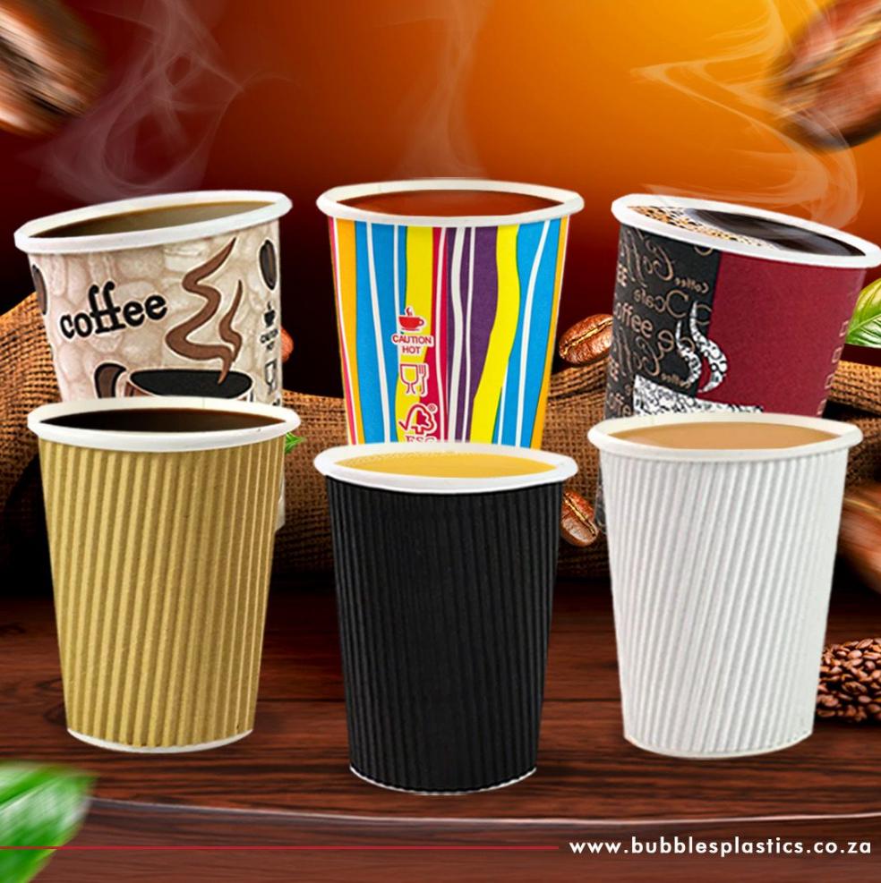 500ml Ripple Coffee Cups Matte Black 5pack