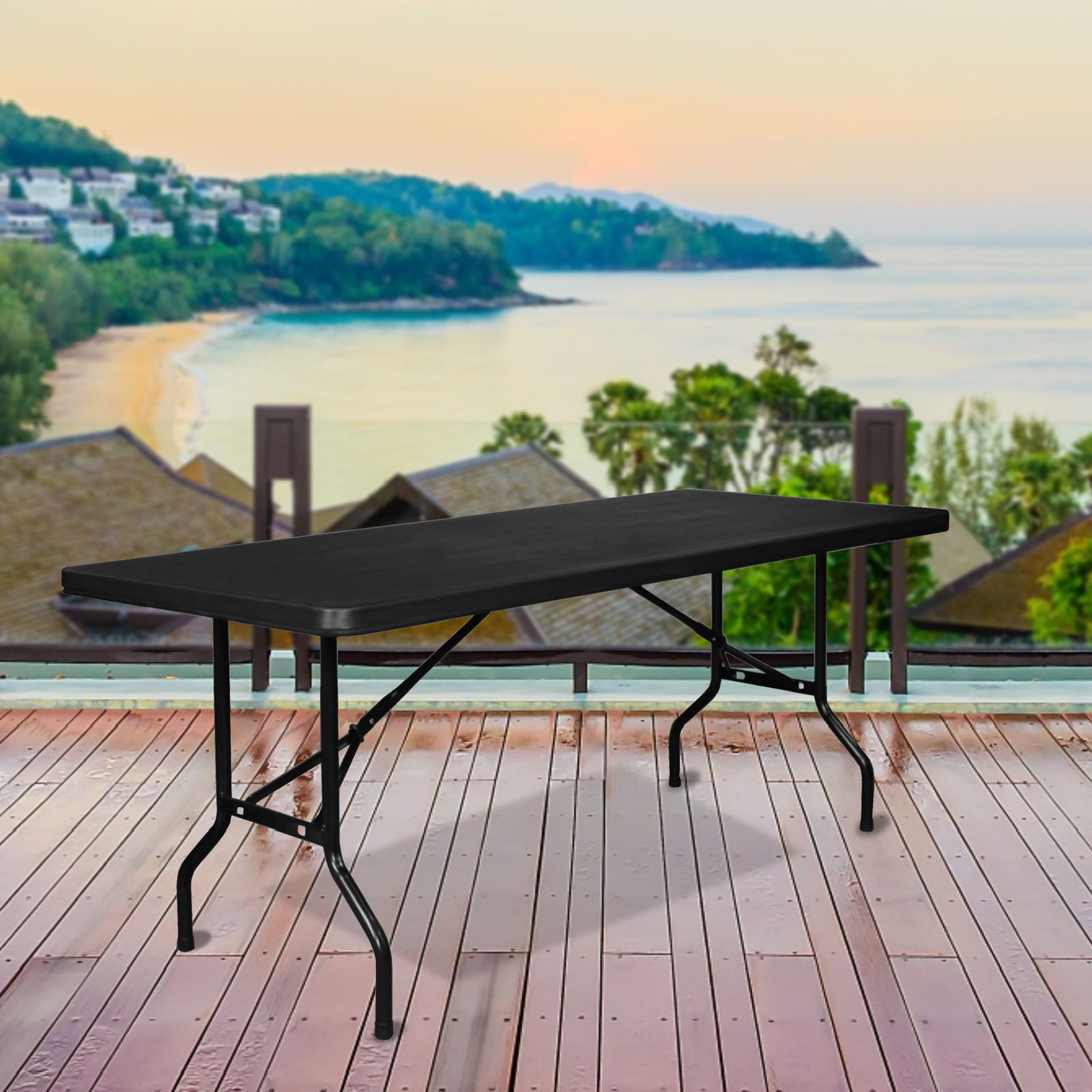 1.8m Folding Trestle Table 6ft Black