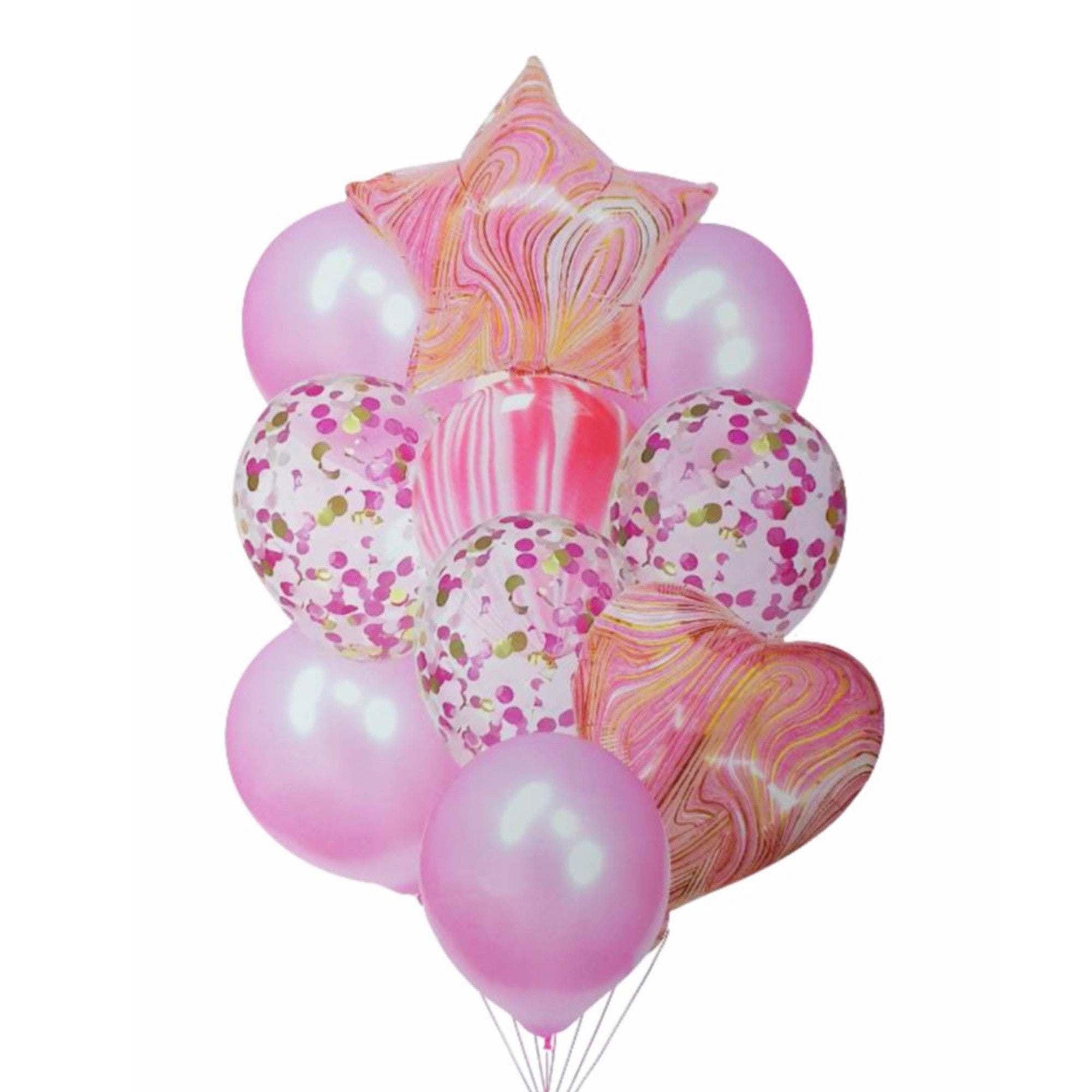 Party Star & Heart Latex Marble Balloon 10piece Set