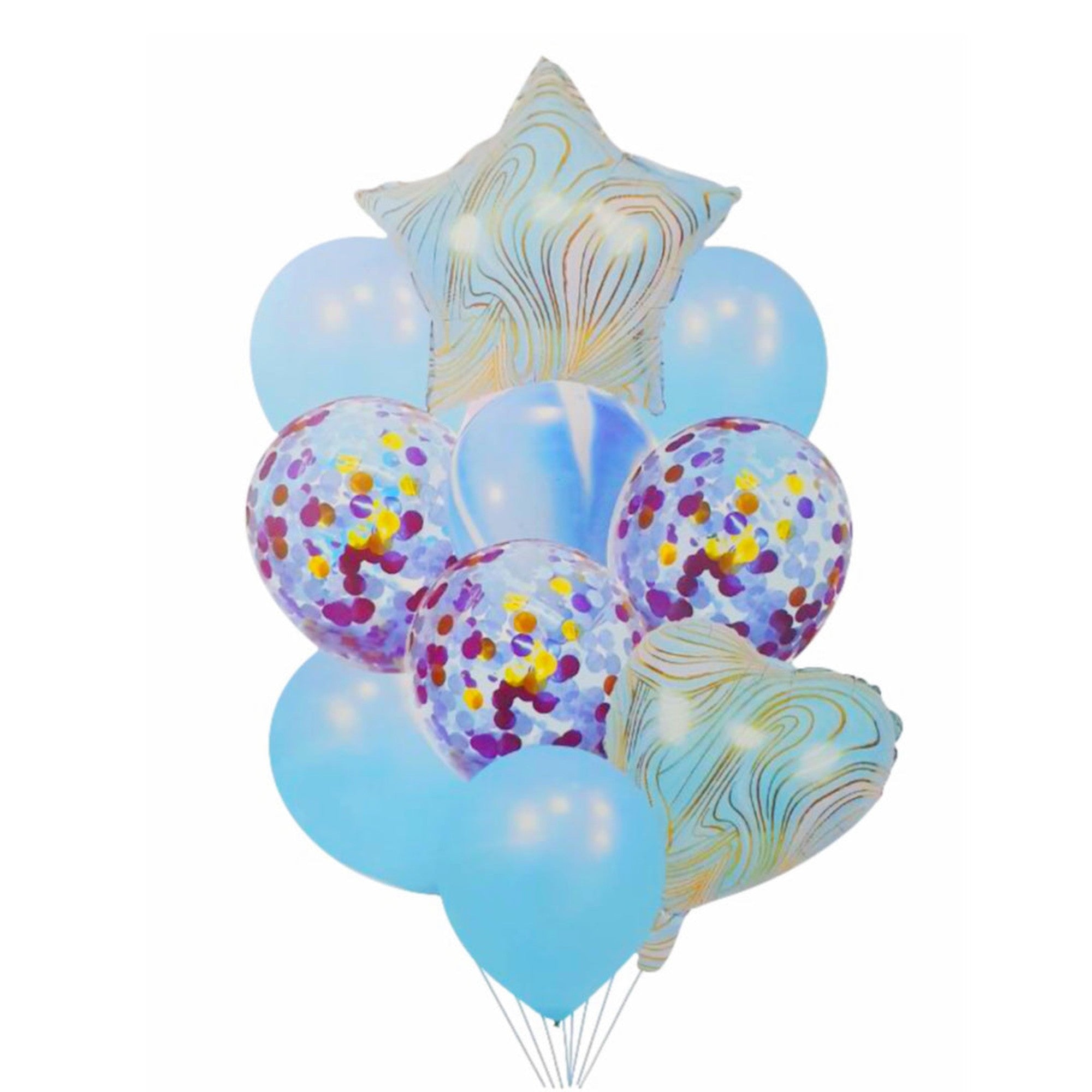 Party Star & Heart Latex Marble Balloon 10piece Set