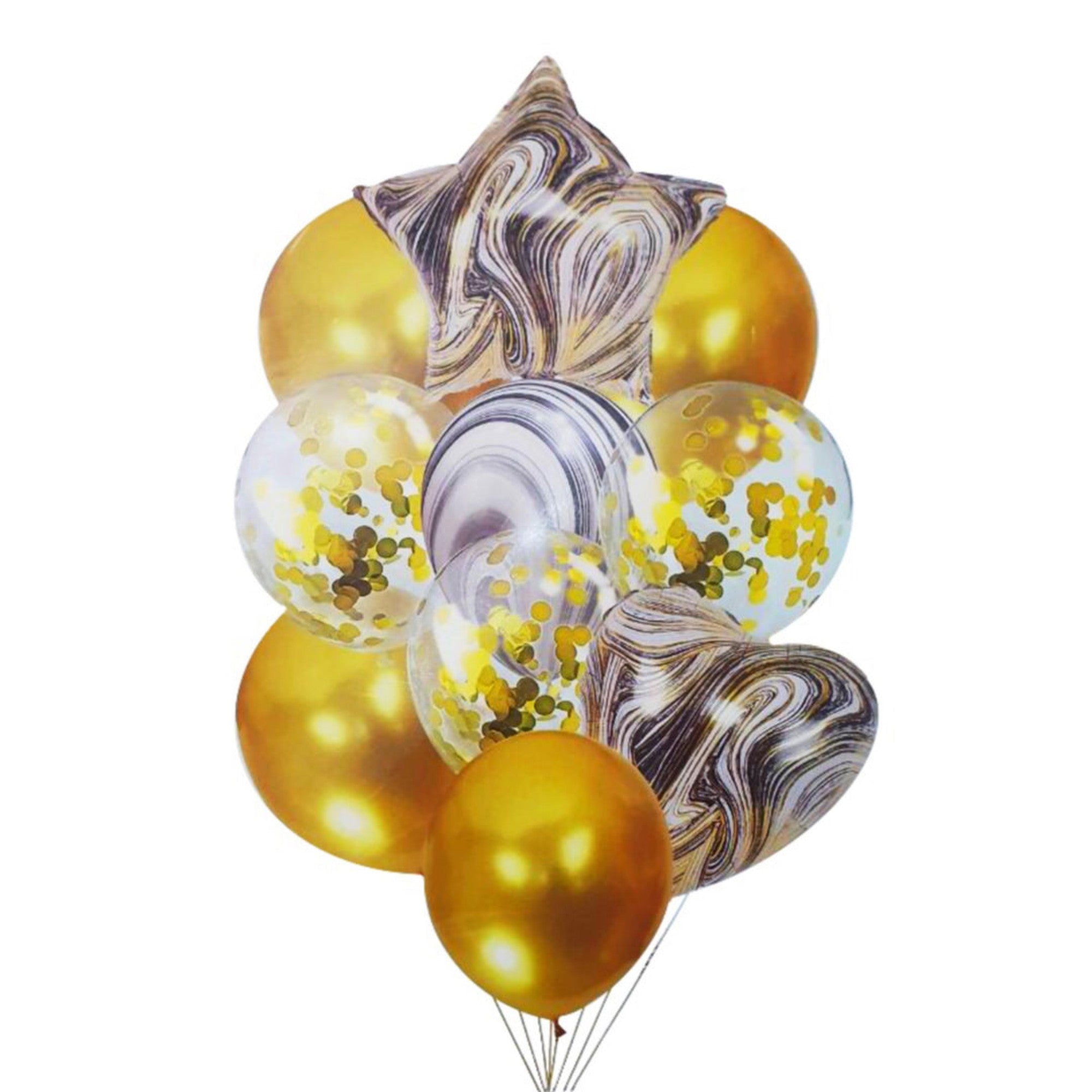 Party Star & Heart Latex Marble Balloon 10piece Set