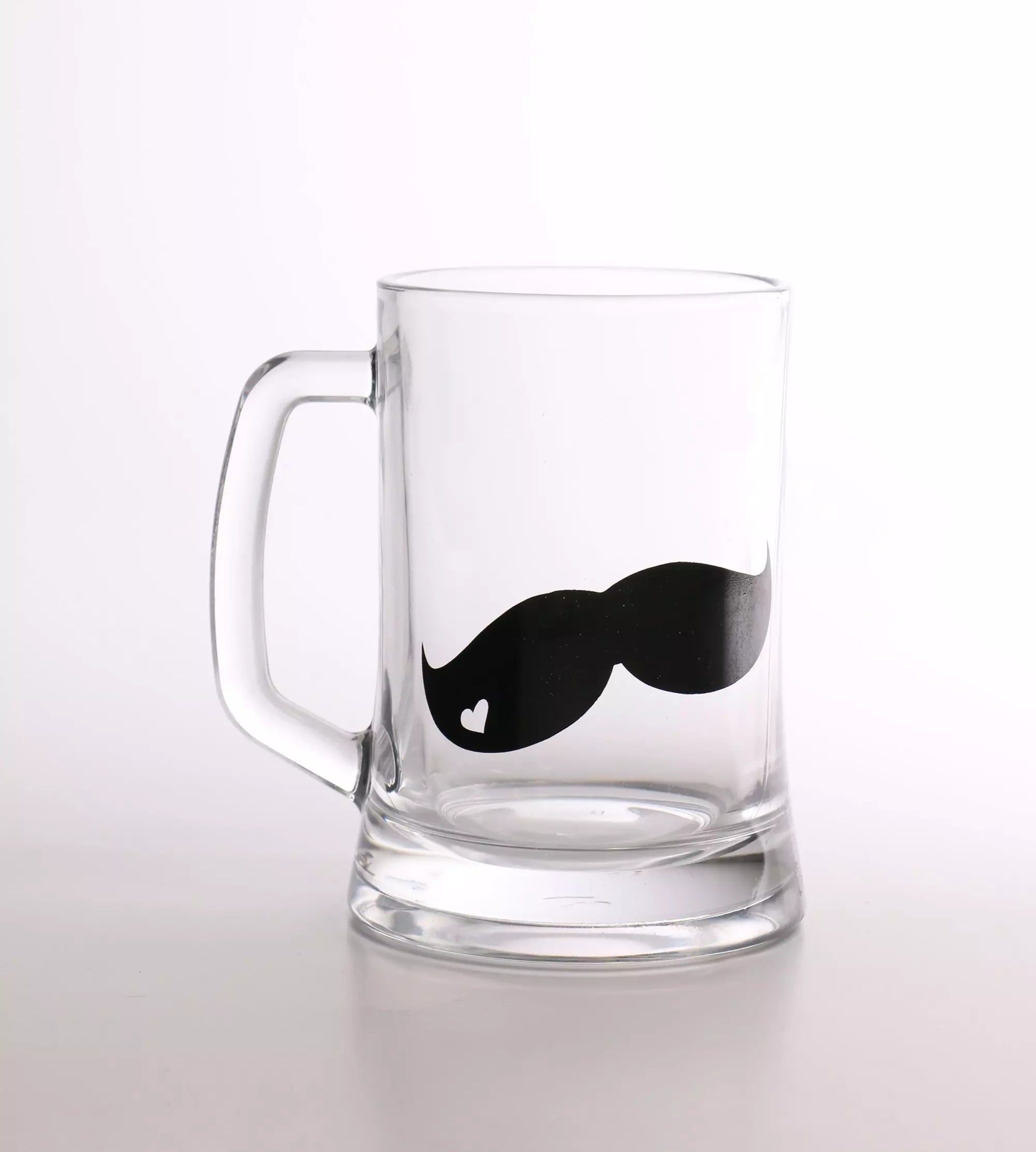 Pasabahce Glass Coffee Mug 500ml Moustache Decal 40082