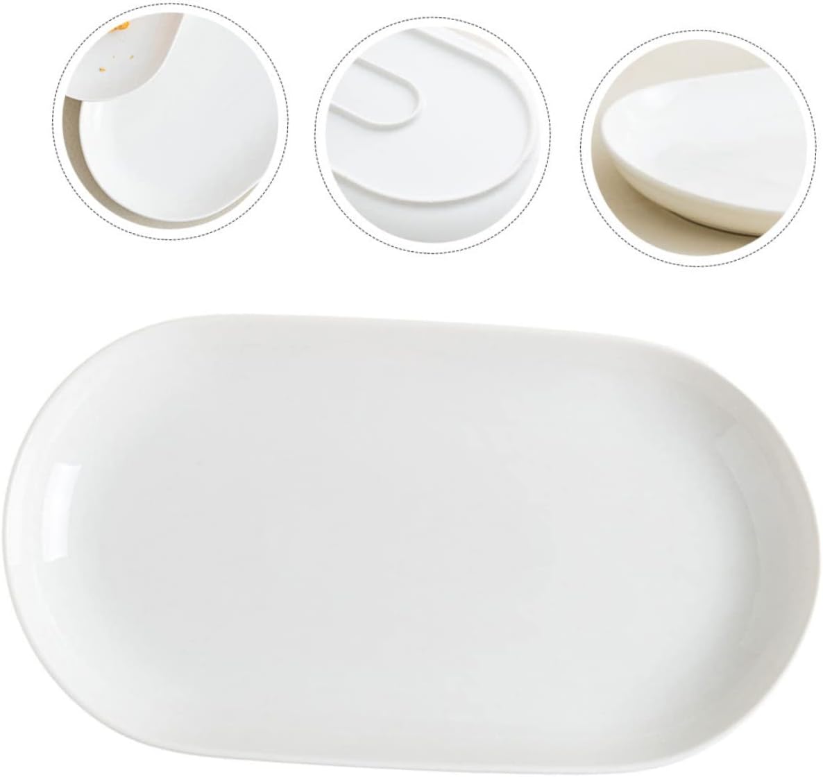 Ceramic White Serving Plate Oval 13inch 33.5x19x3.3cm