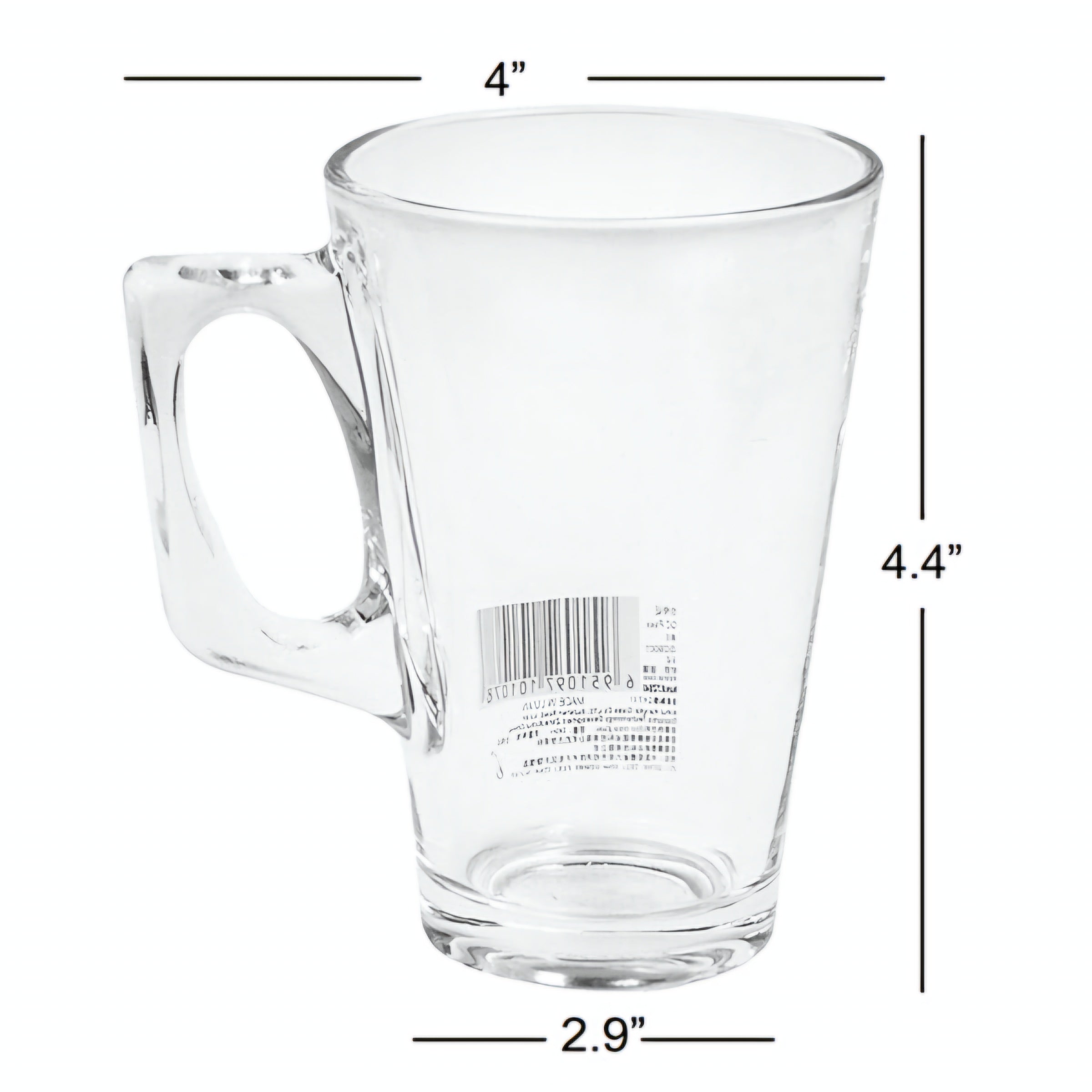 Glass Latte Coffee Mug 220ml V-Shaped 7x11cm 6pack