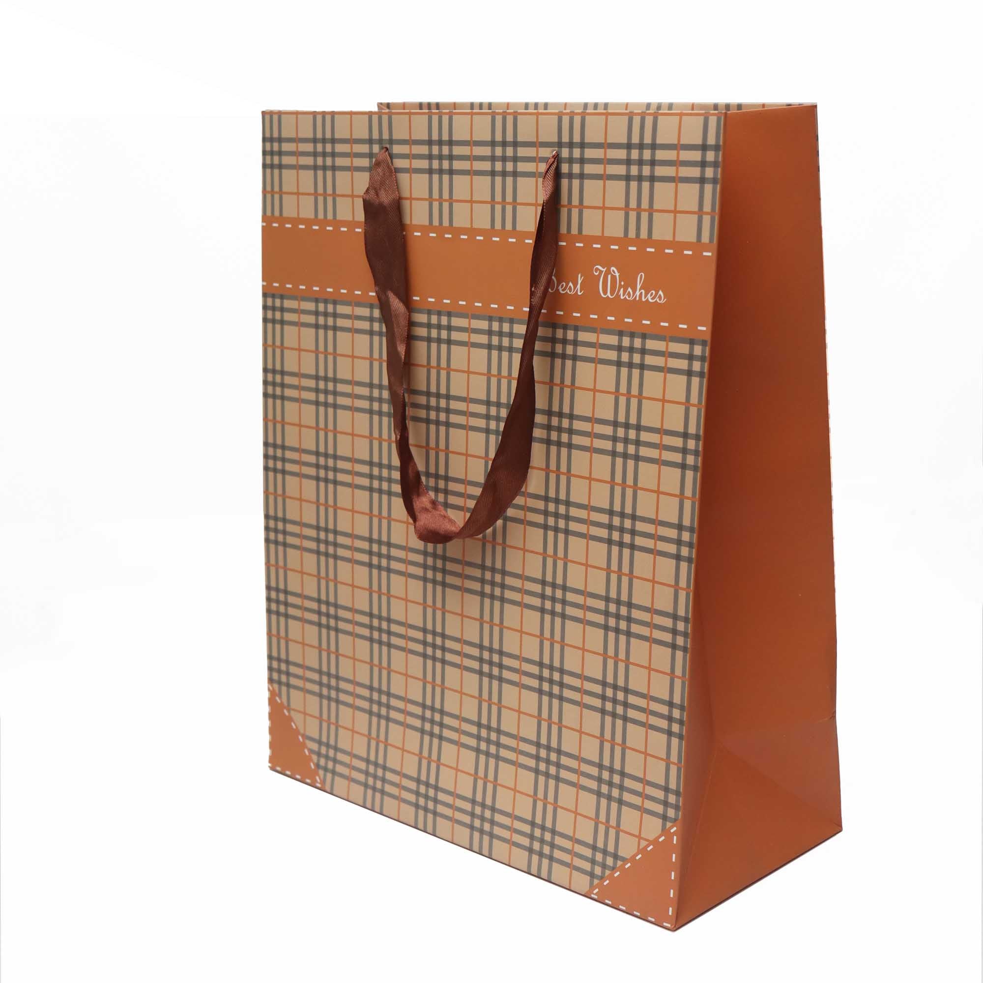 Gift Paper Bag Checkbox 18x23cm Small