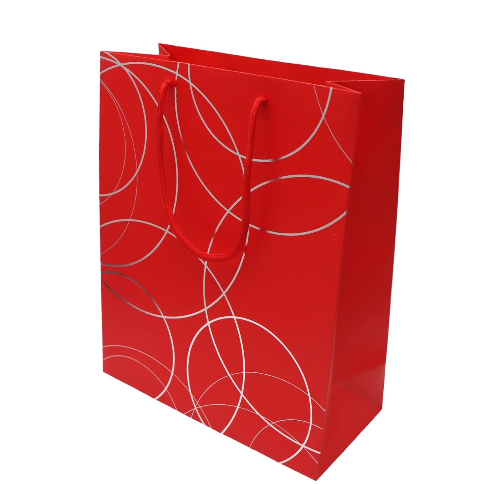 Gift Bag Paper Silver Circles 30x40cm Large