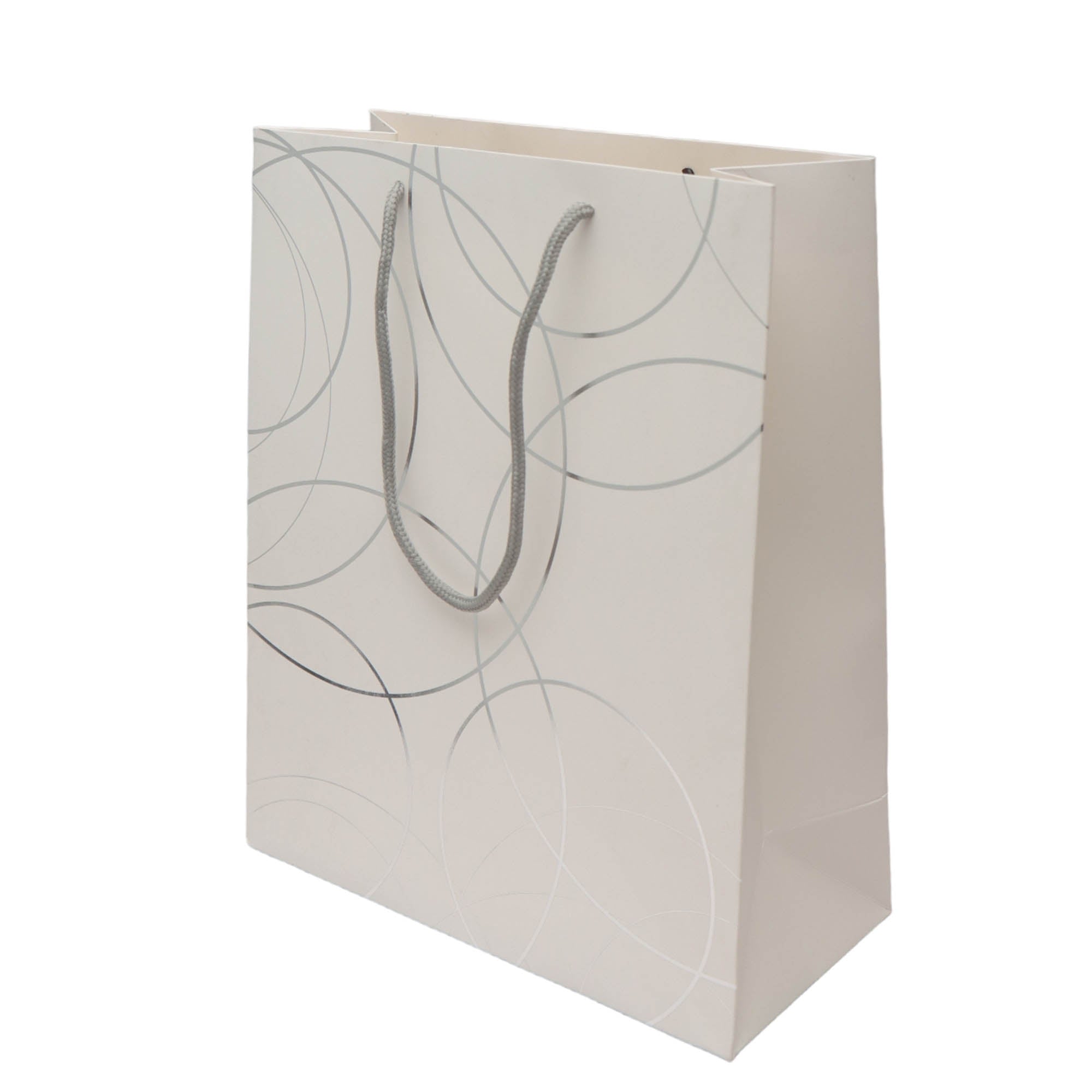 Gift Bag Paper Silver Circles 30x40cm Large