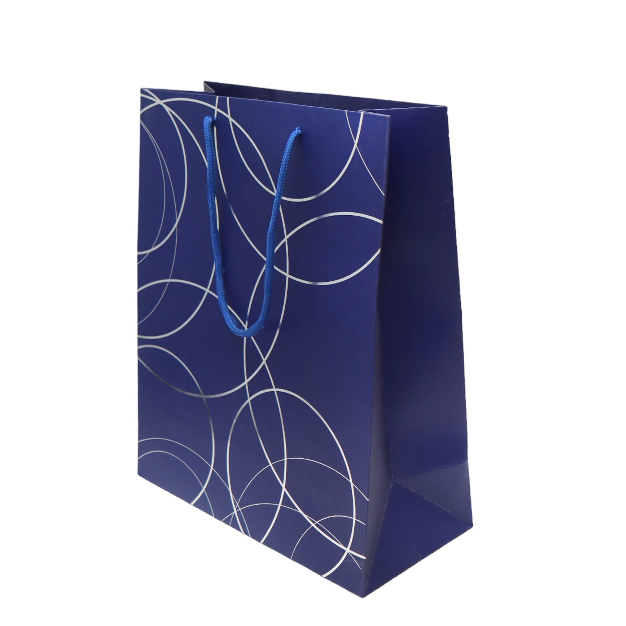 Gift Paper Bag Silver Cirlces 14x15cm Extra Small