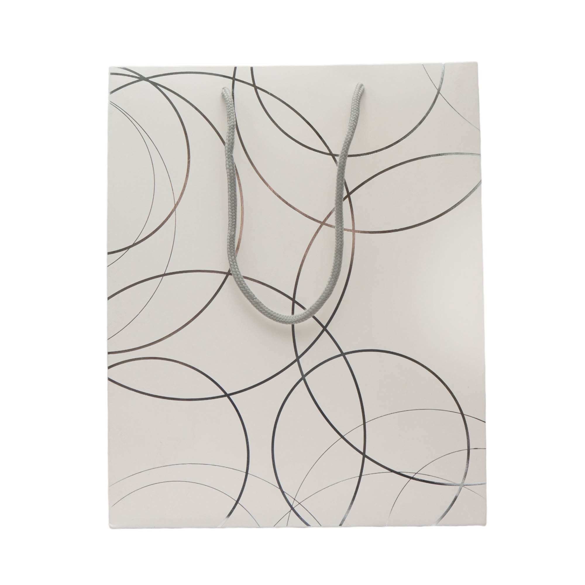 Gift Bag Paper Silver Circles 30x40cm Large