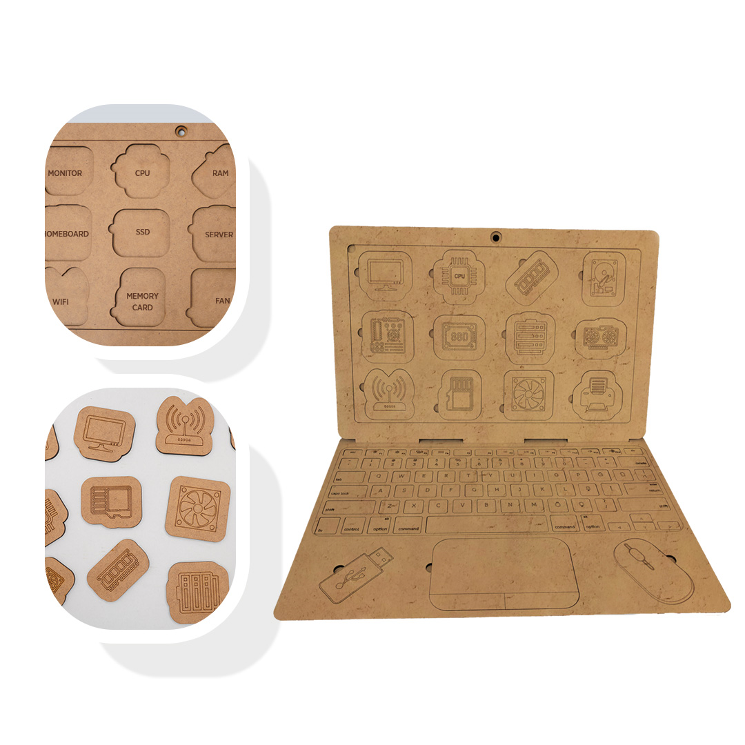 Educational Toy Wooden Laptop Puzzle 20x20cm MB55