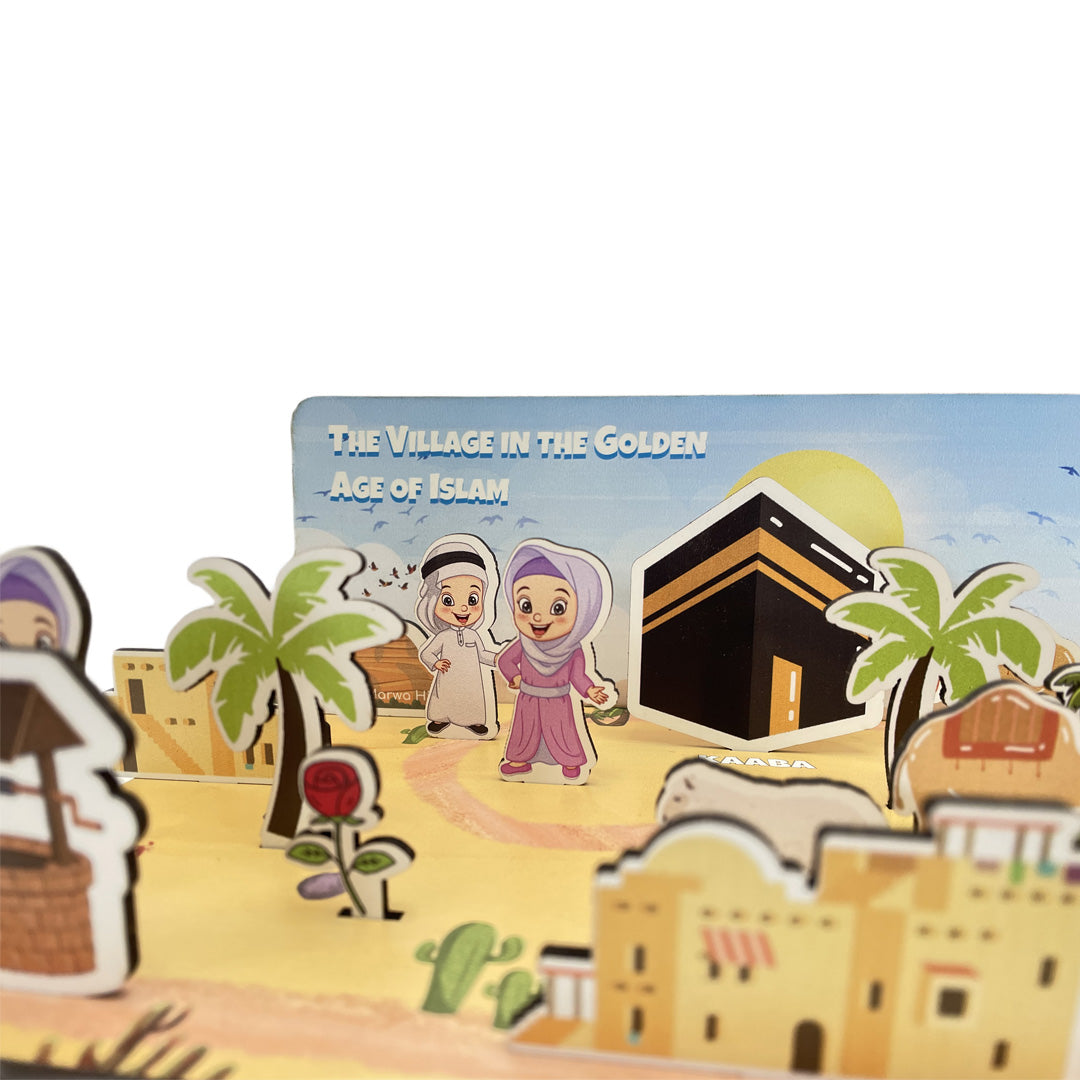 Educational Wooden Figures Toy Islamic Century Of Happiness Village 20x20cm MB57