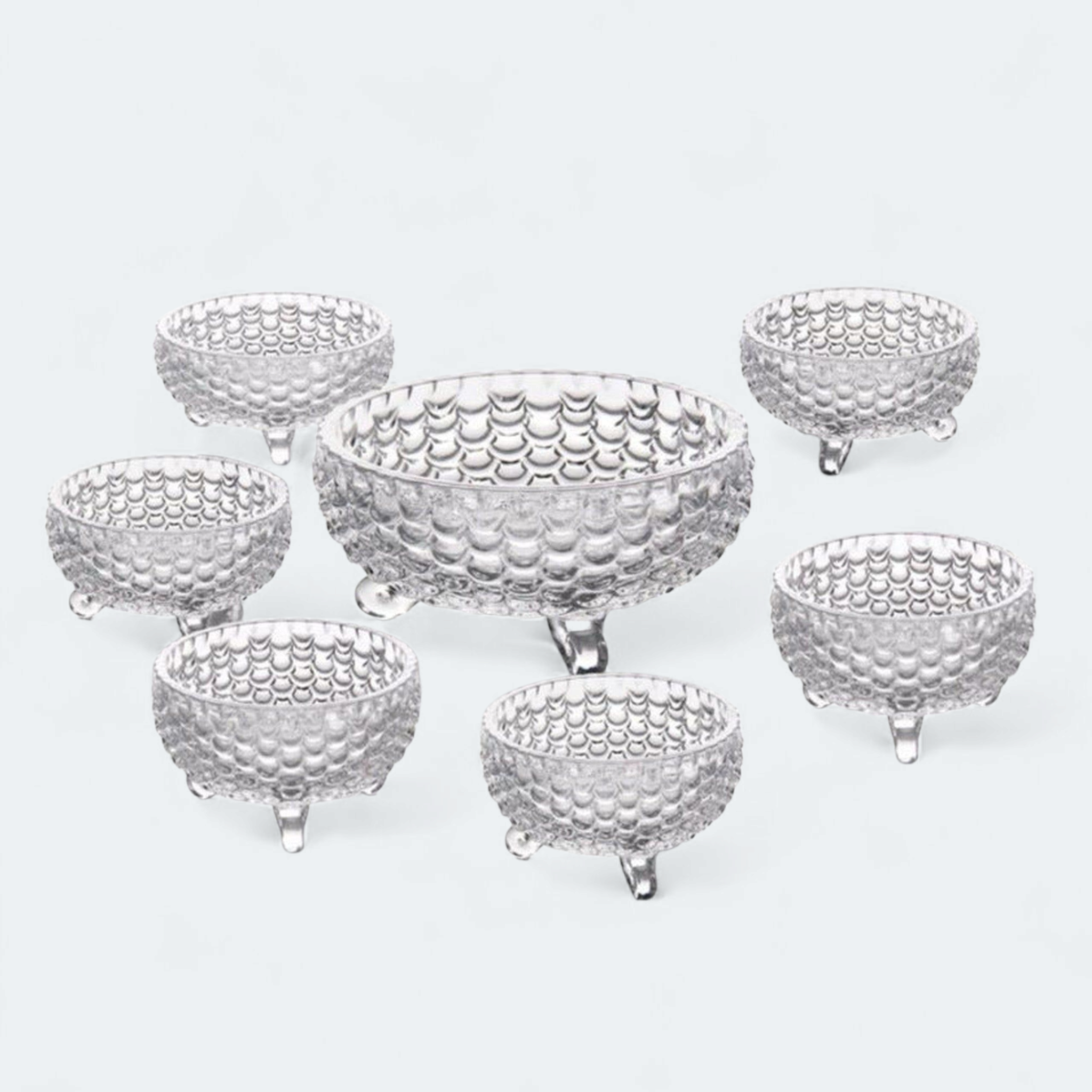 Dessert Bowls Set Glass Scaled Design 7pc