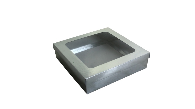 Gift Biscuit Paper Box with Window Silver XPP236-S