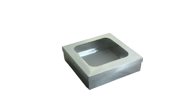 Gift Biscuit Paper Box Square 20x20x5cm XPP237 Silver