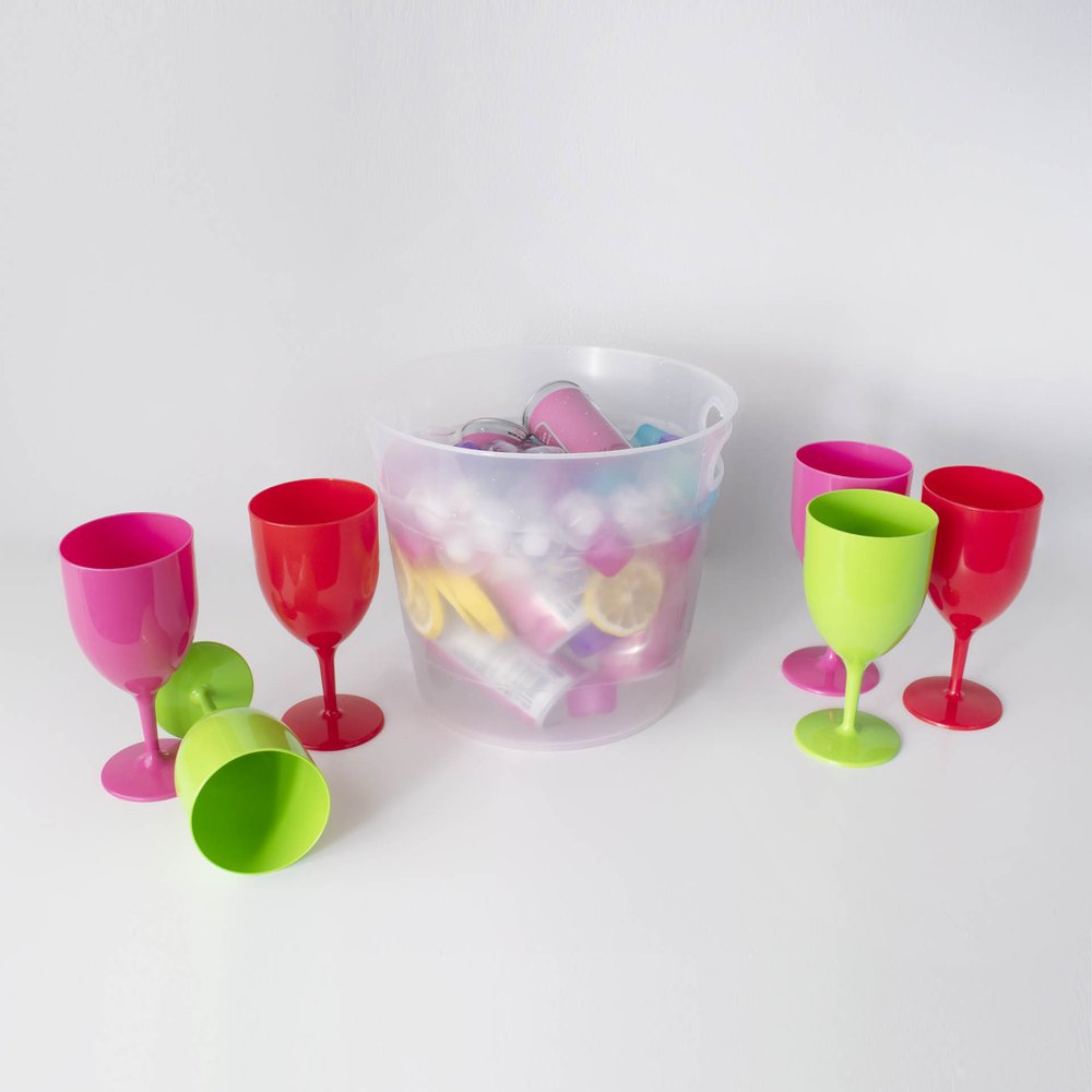 Otima Picnic Party Set - Ice Bucket with 6-Stemmed Tumbler Glasses