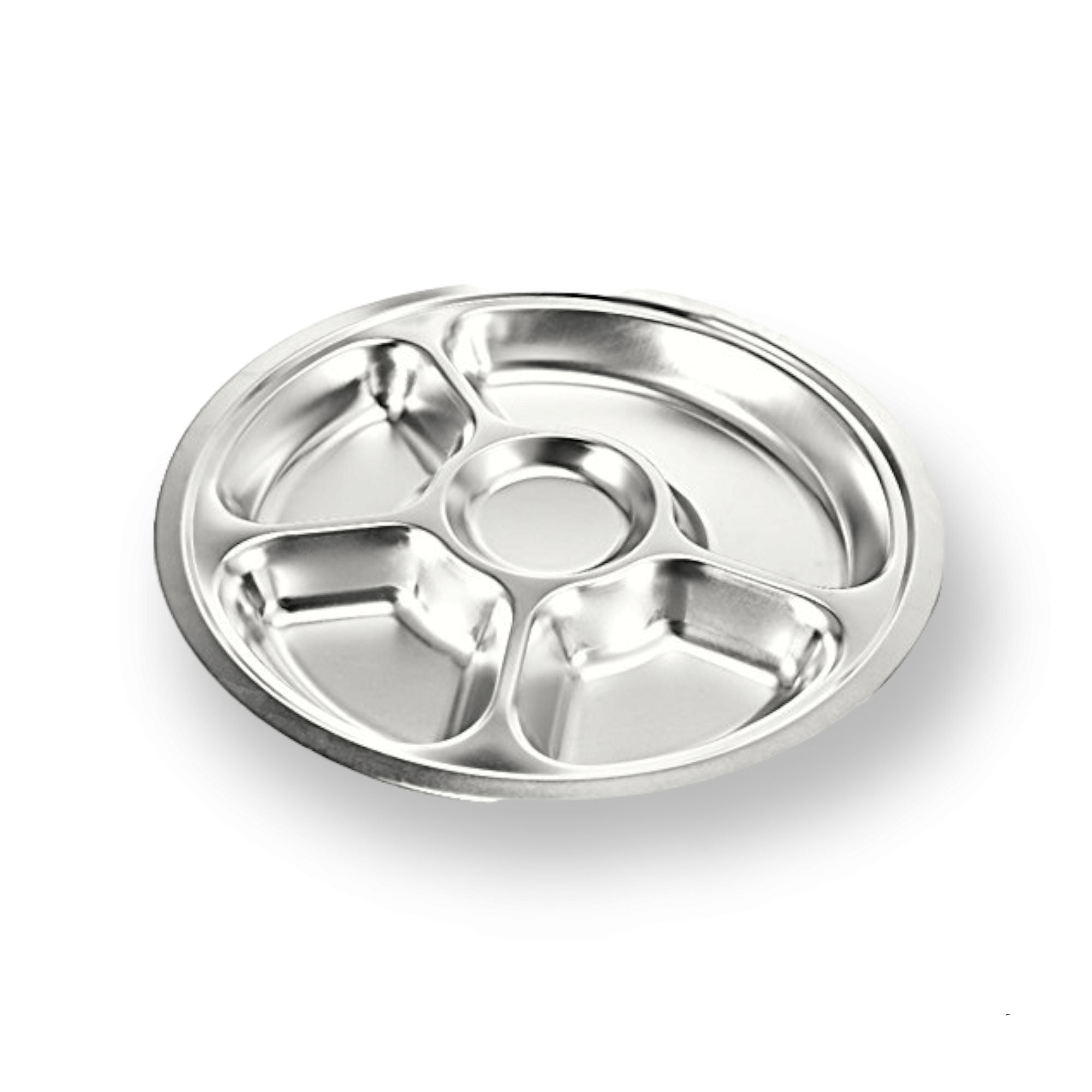 Round Stainless Steel 5-Division Snack Tray