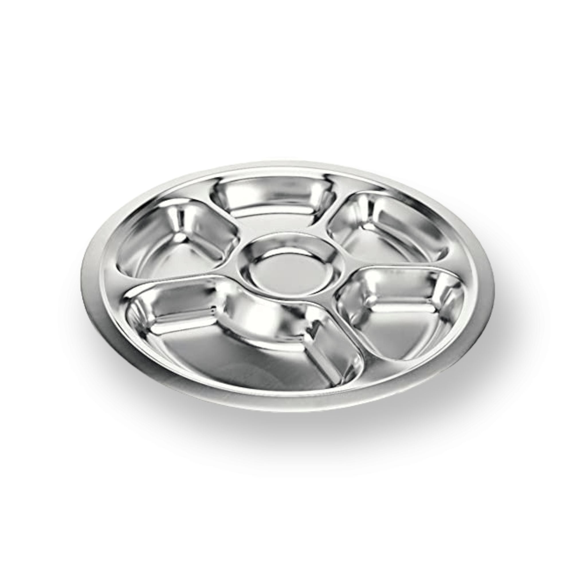 Round Stainless Steel 5-Division Snack Tray