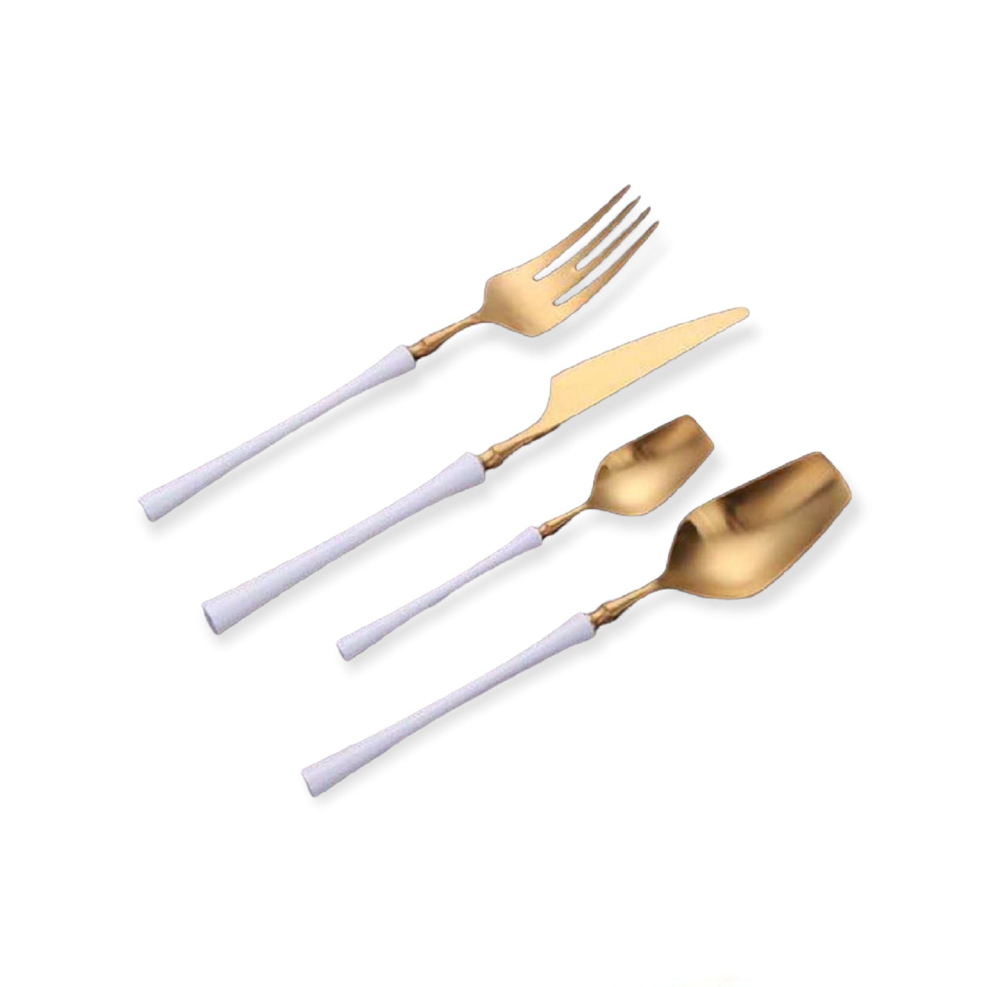 Cutlery Set Stainless Steel White Gold 4pc Set