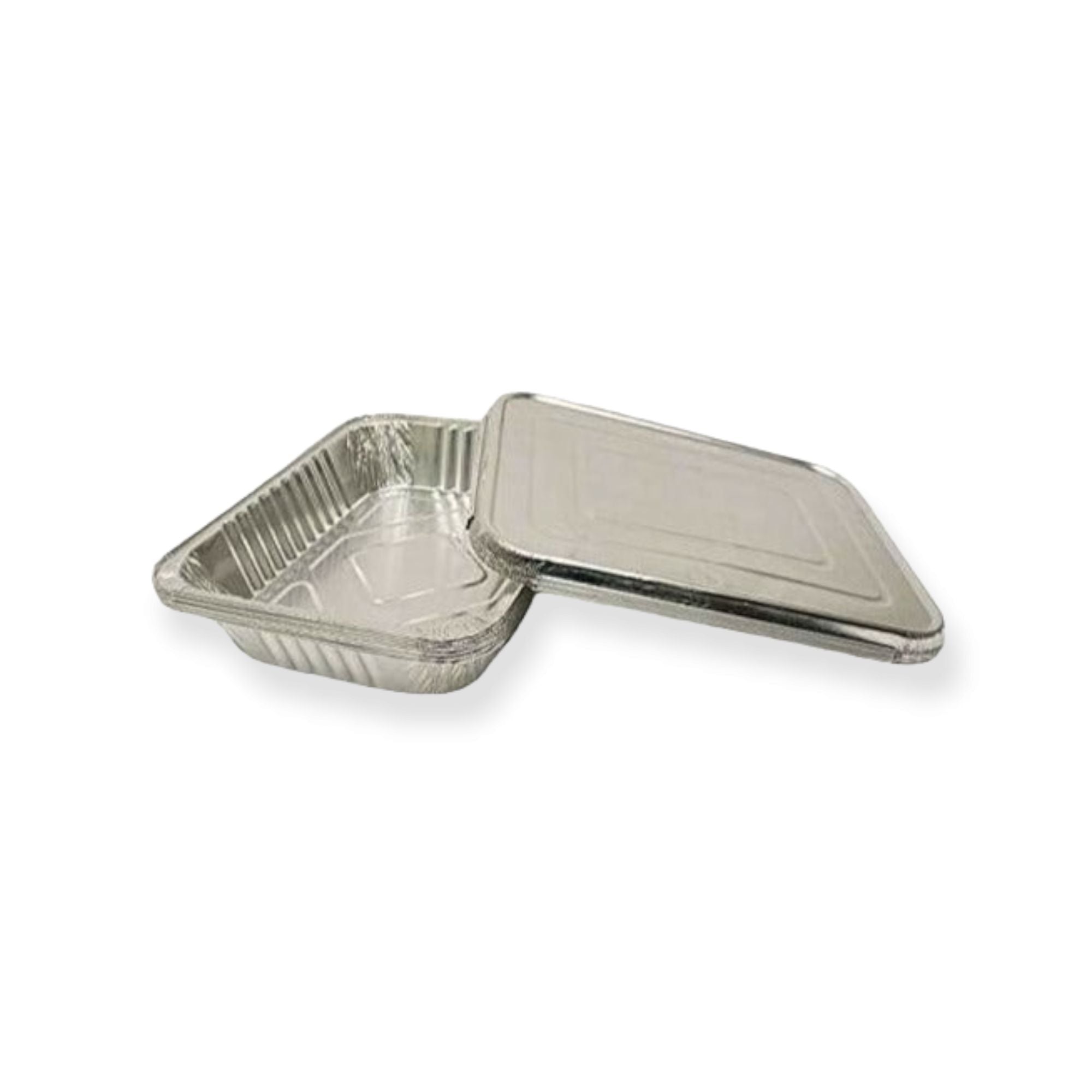 Aluminum Foil Takeaway Container Disposable Serving Tray 4011P with Poly PVC Lid Card Lid 8071P 1pc