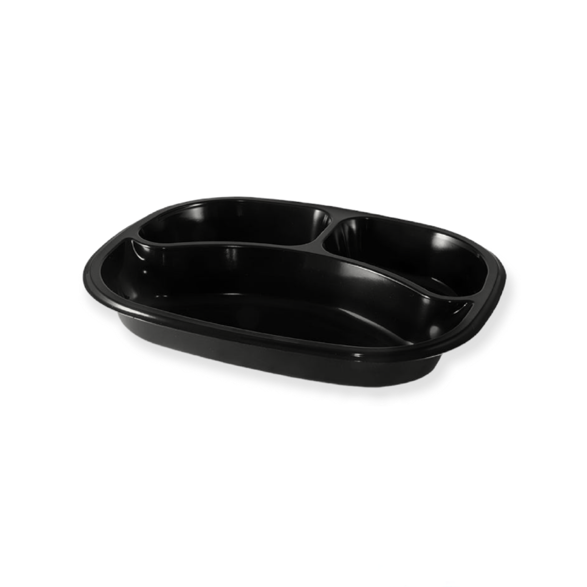 Zibo Oval Lunch Meal Container Black Compartment Microwaveable