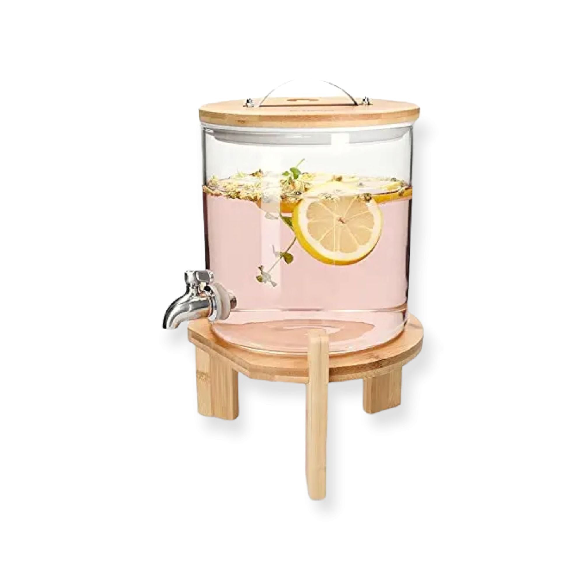 Beverage Dispenser 5L Borosilicate Glass with Wooden lid and Stand