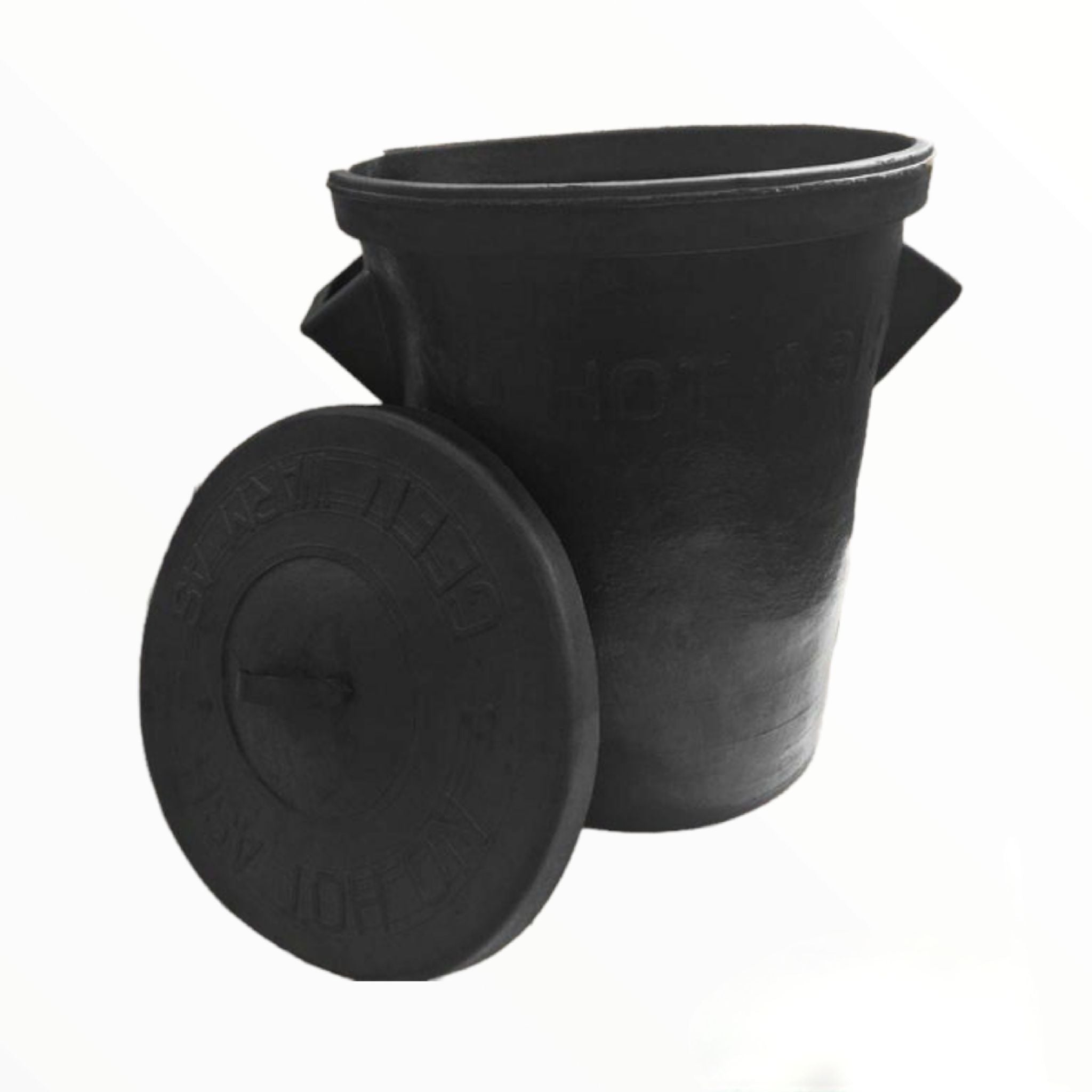 90L Refuse Rubber Bin Black with Lid R60