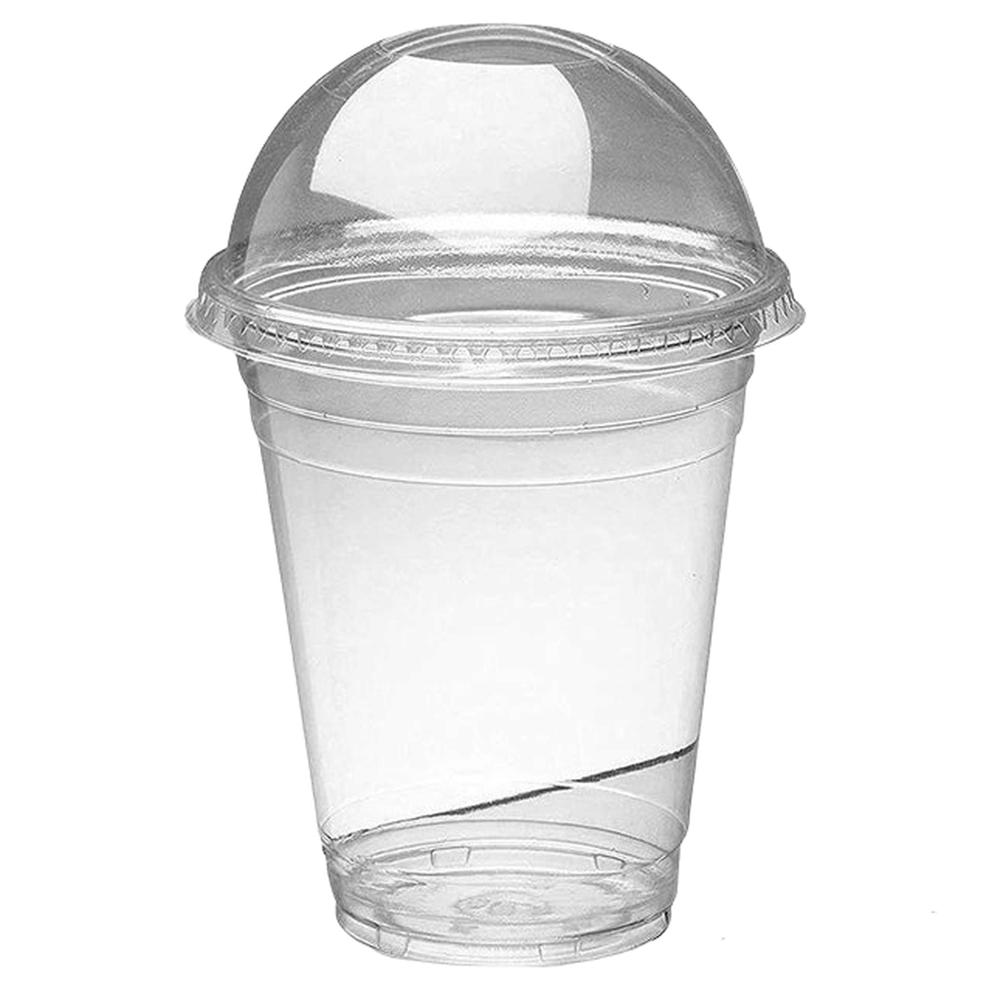 350ml Disposable PET Plastic Smoothie Cup with Dome Lid and Hole 10pack