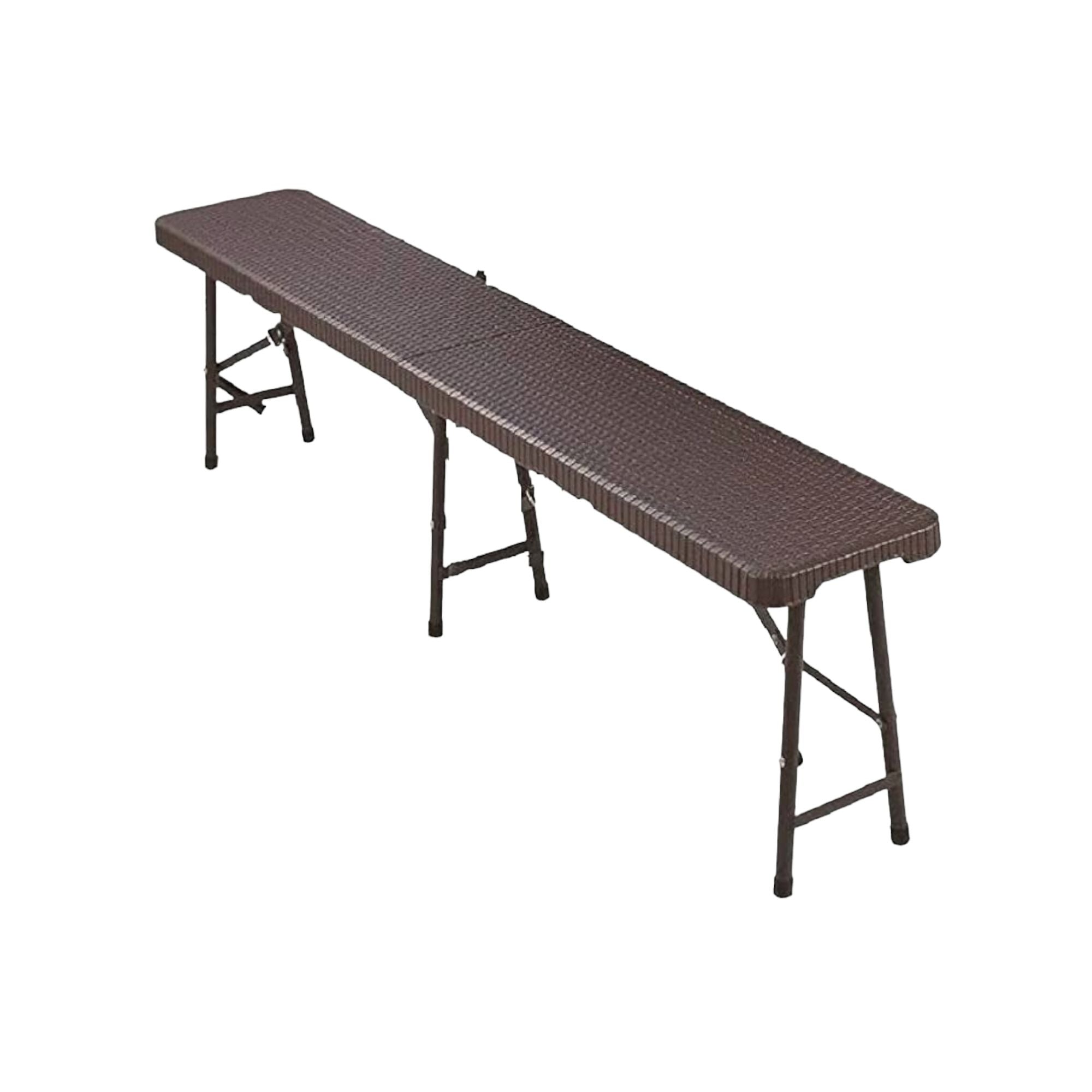 1.8m Folding Trestle Plastic Bench 6ft Rattan Finish