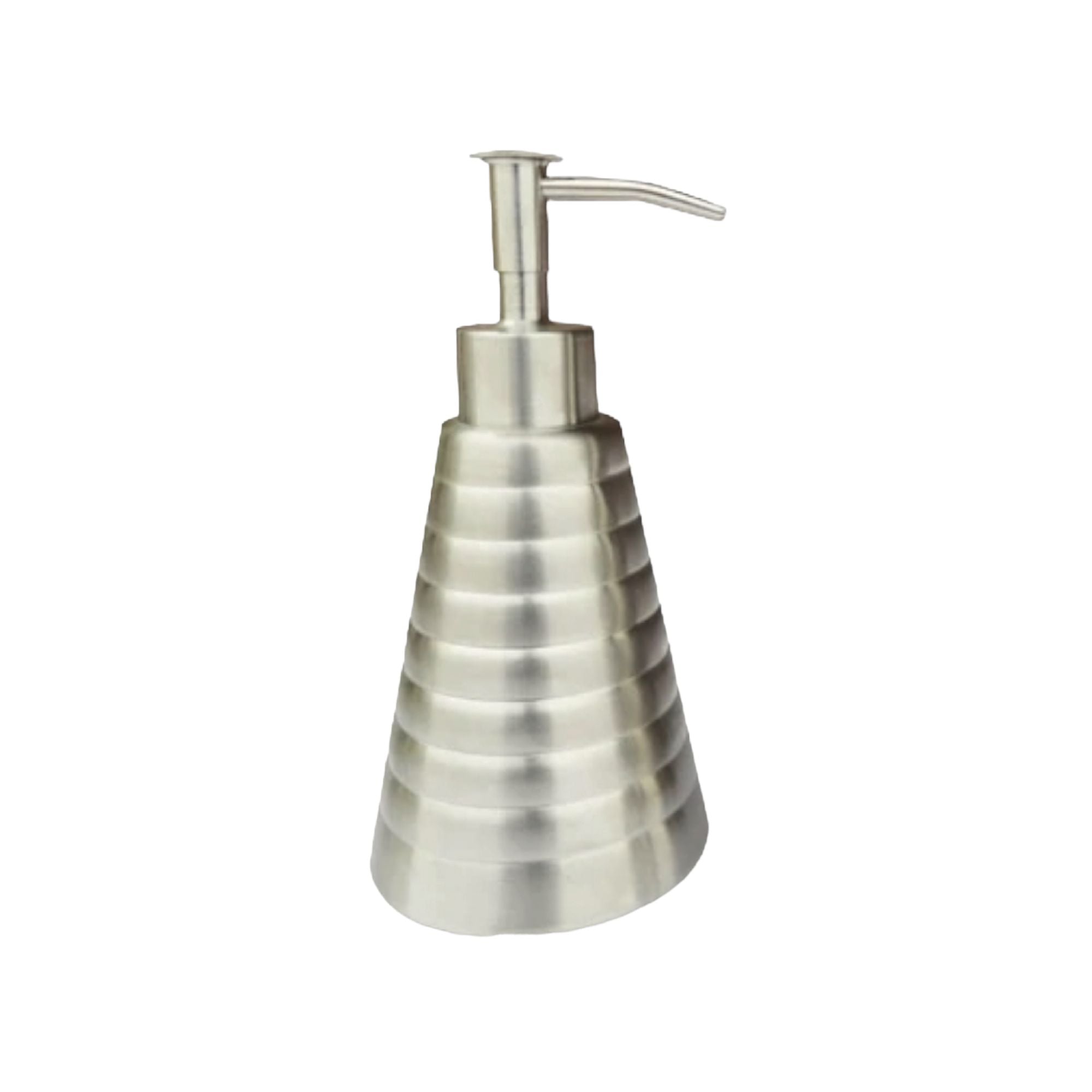 Liquid Hand Soap Dispenser Silver Stainless Steel Ribbed 055