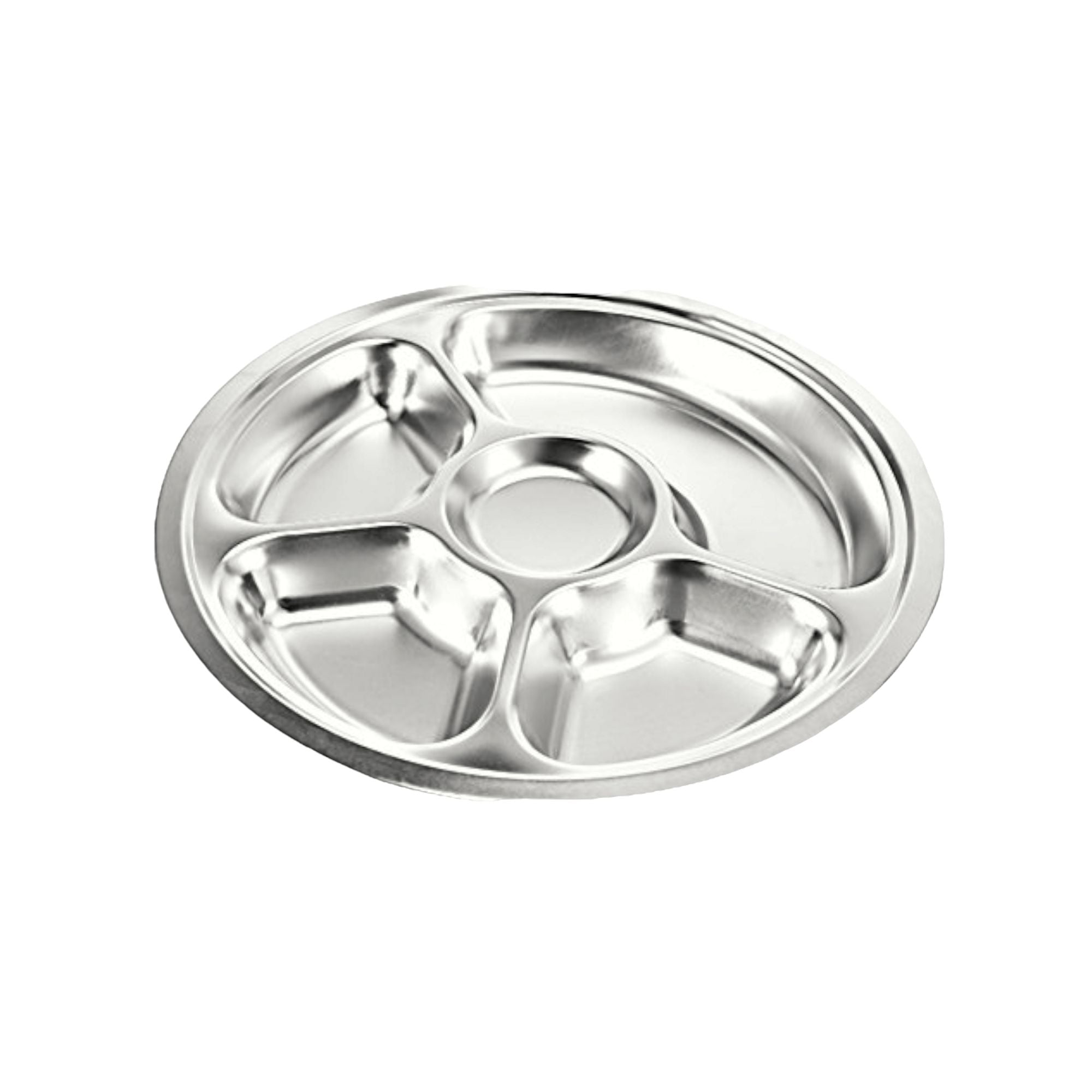 Round Stainless Steel 5-Division Snack Tray