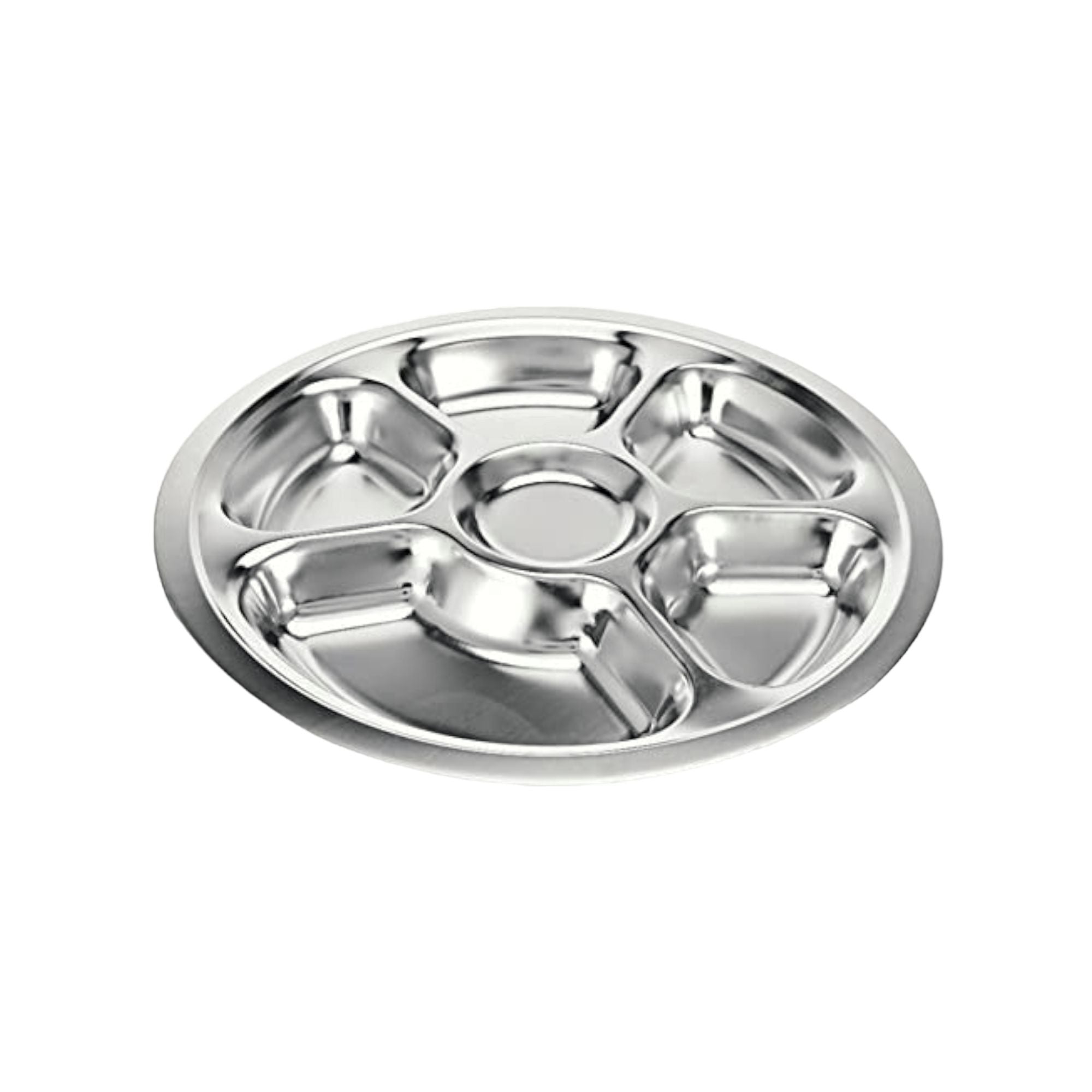 Round Stainless Steel 5-Division Snack Tray