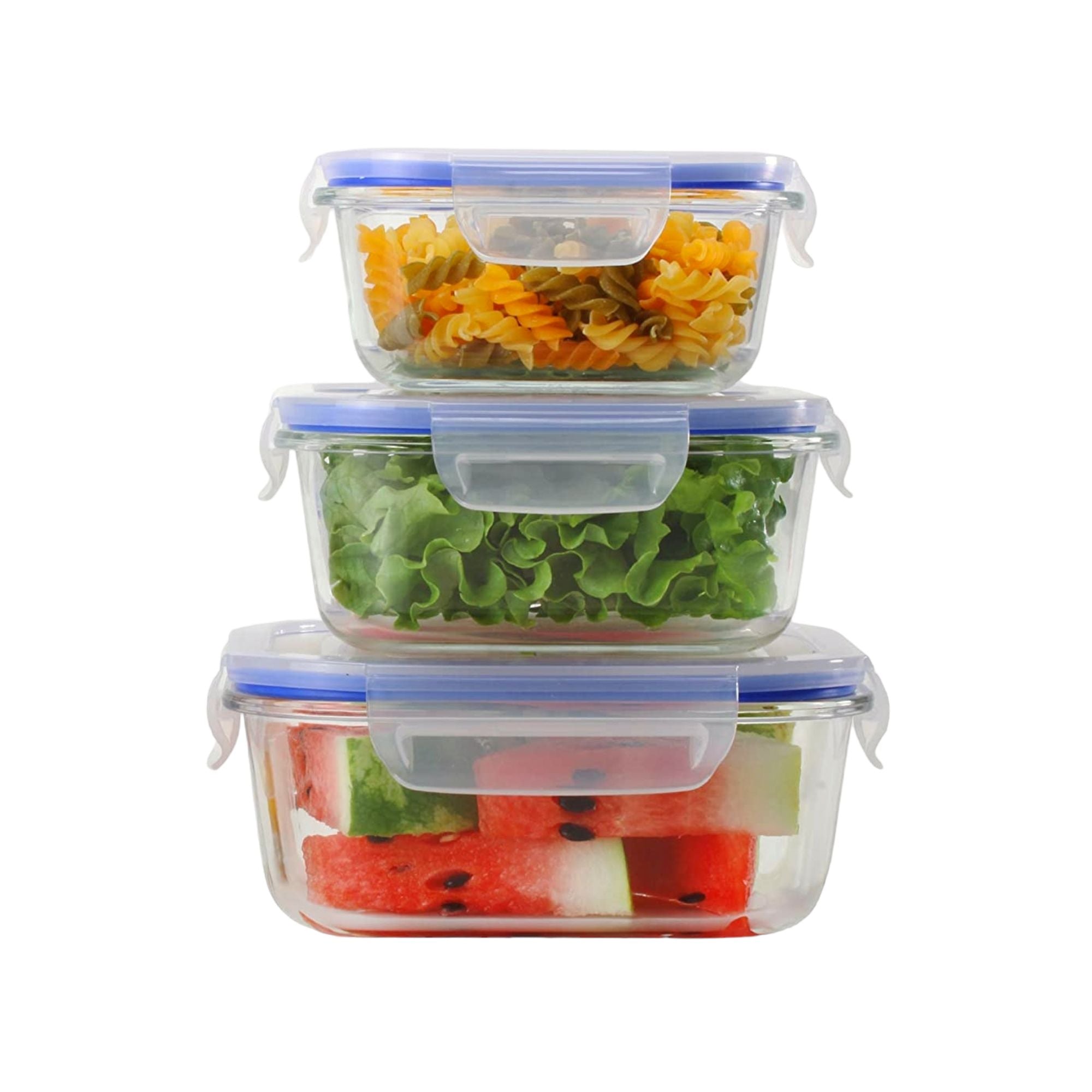 Clip Lock Square Lunch Box 3pc Set