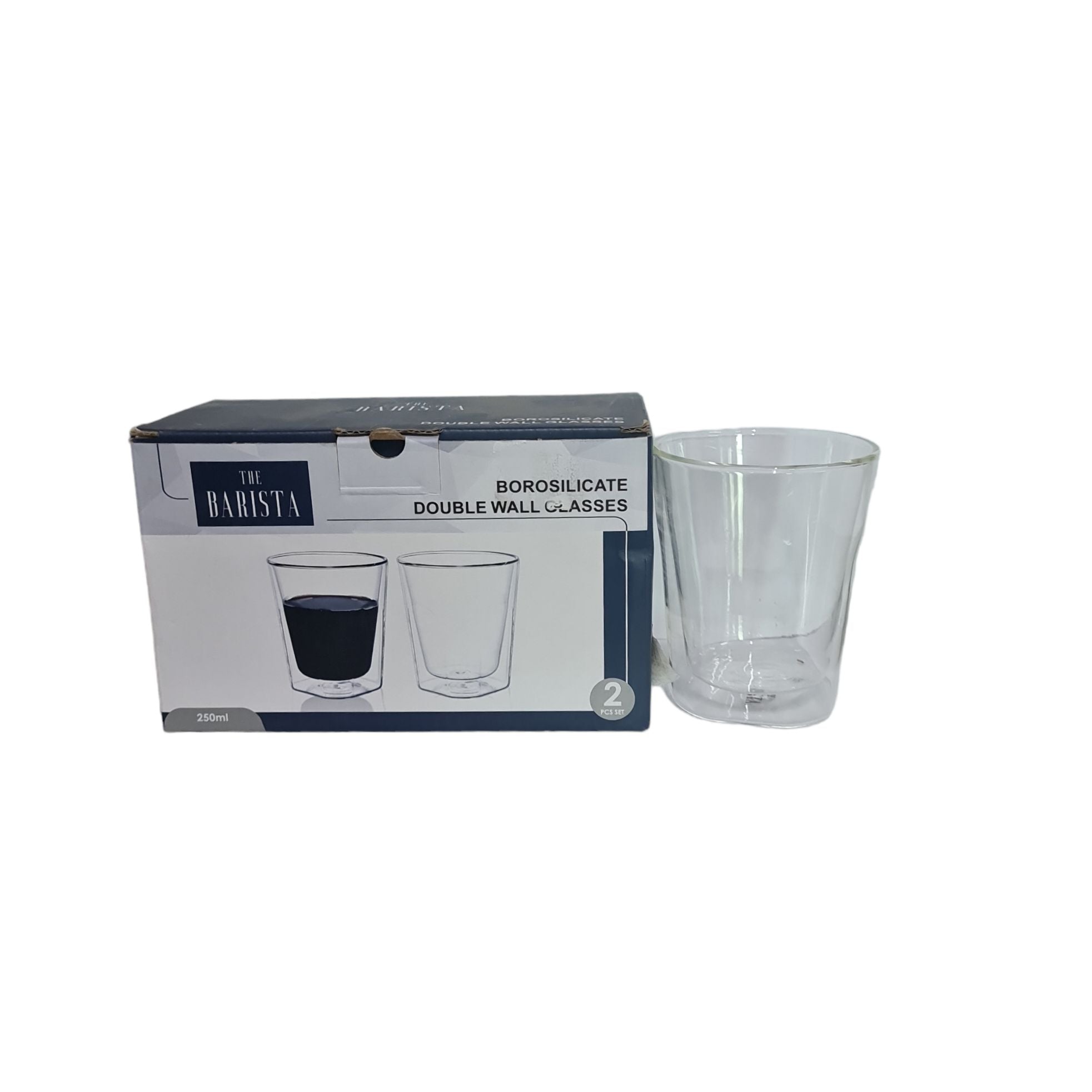 Barista Borosilicate Double Wall Glass Café Cup 250ml 2pc 10196